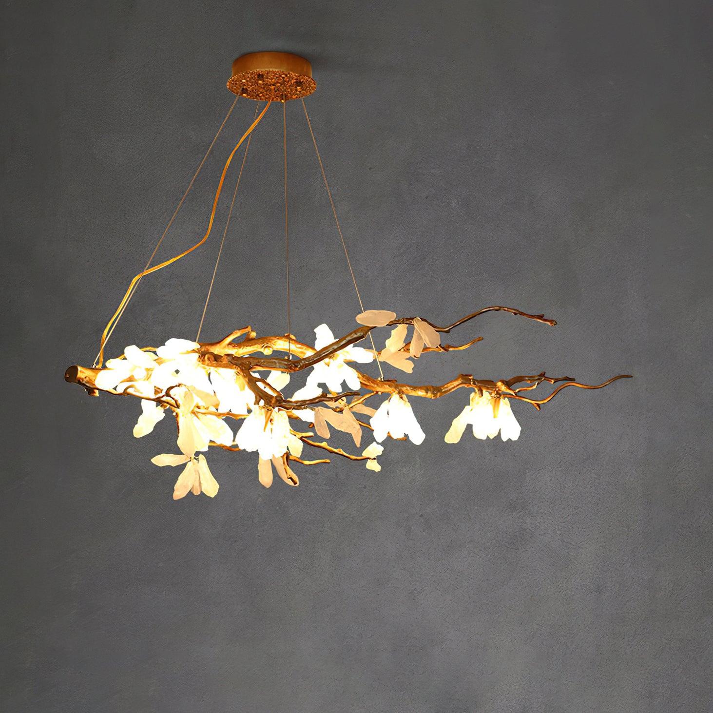 Handmade Crushed Natural Stone Chandelier - Elegant Bohemian Ceiling Light Fixture for Living Room, Bedroom & Dining Room Decor