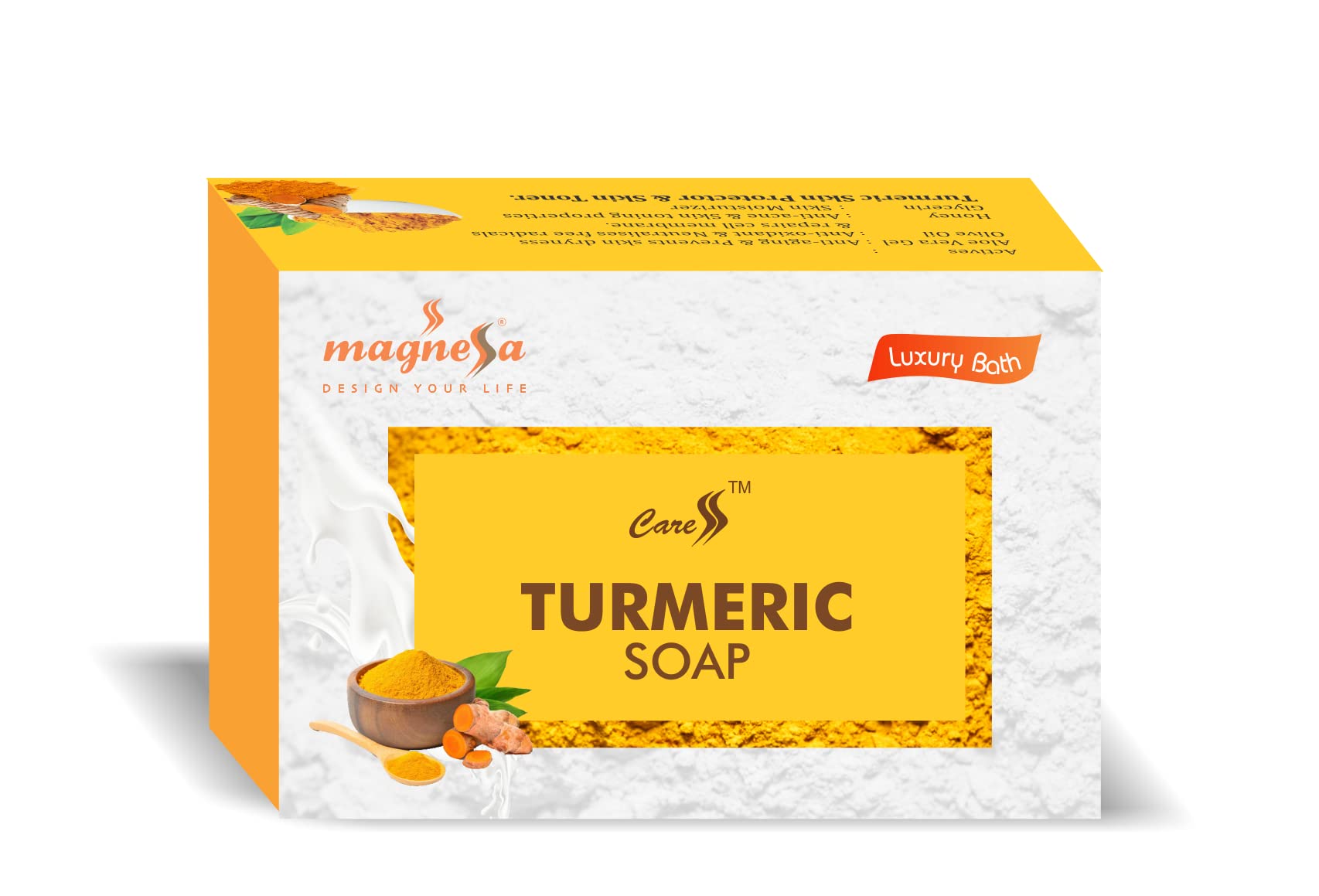 Magnessa Turmeric Soap (75g) - Natural Skin Brightening & Acne Treatment - Perfect for Daily Face & Body Cleansing