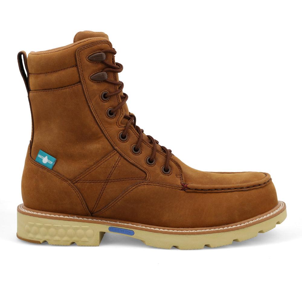Men's 8-Inch Steel Toe Work Boots - Waterproof Safety Boots for Construction & Outdoor Work - Heavy Duty Non-Slip Work Shoes for Men