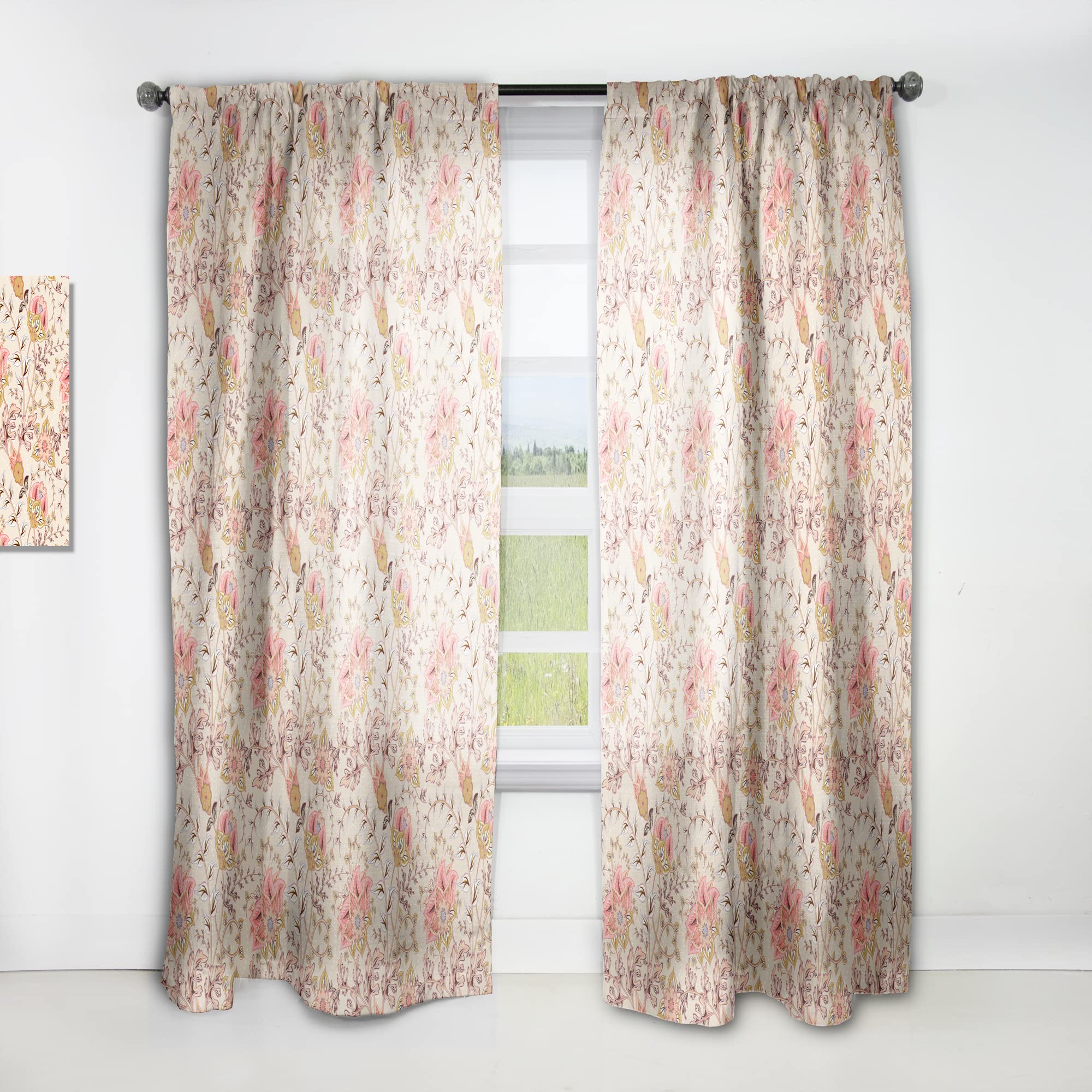 DesignQ 'Oriental Floral Paisley' Thermal Insulated Curtains - 52x84 Inch Single Panel for Bedroom & Living Room - Elegant Window Drapes for Home Decor, Blackout & Energy Saving