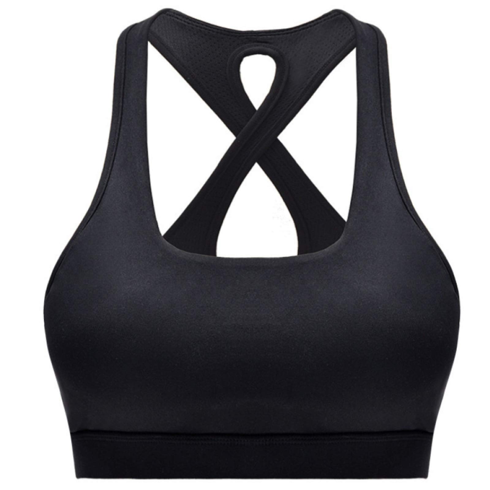 High Support Padded Sports Bra for Women - Mid Impact Cross Back Yoga Bra for Gym, Workout & Running - Comfortable Strappy Design for Active Lifestyles