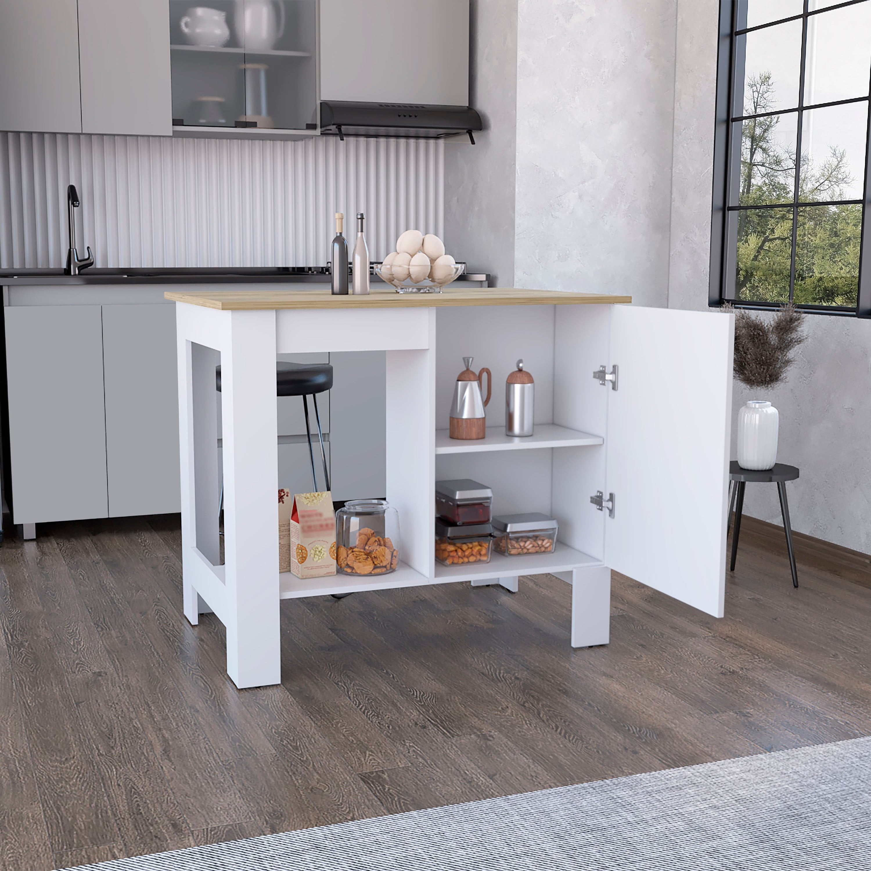 Baltimore Bar Cart with 6 Wine Cubbies, Glass Door & Locking Casters - Carbon Espresso Finish - Perfect for Home Bar, Wine Storage & Entertaining Guests