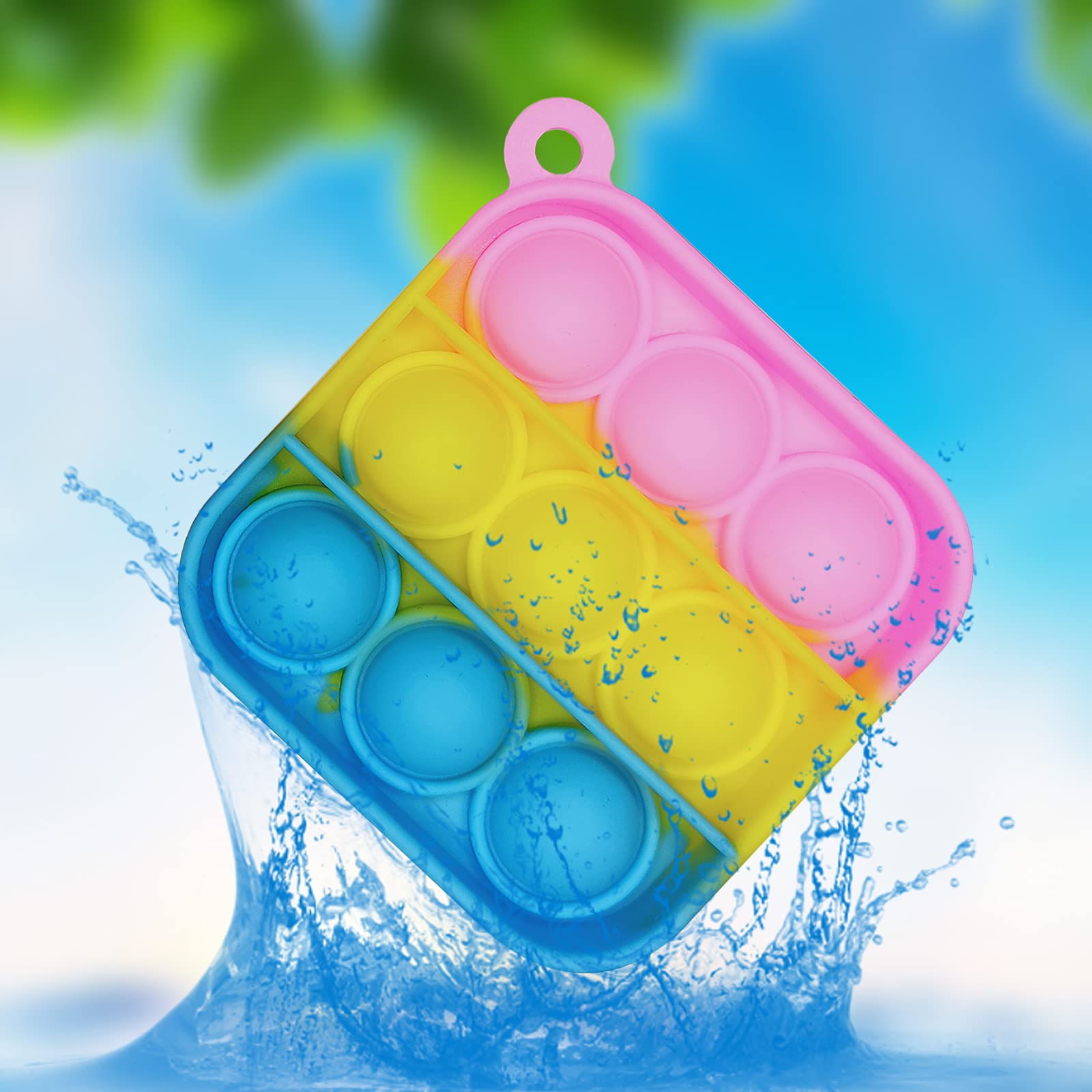 30 Pcs Tie Dye Squeeze Pop Bubble Fidget Sensory Toys - Stress Relief Keychain for Kids & Adults, Bulk Classroom Prizes, Anxiety Relief Sensory Toys for Home, Office, and Travel Use