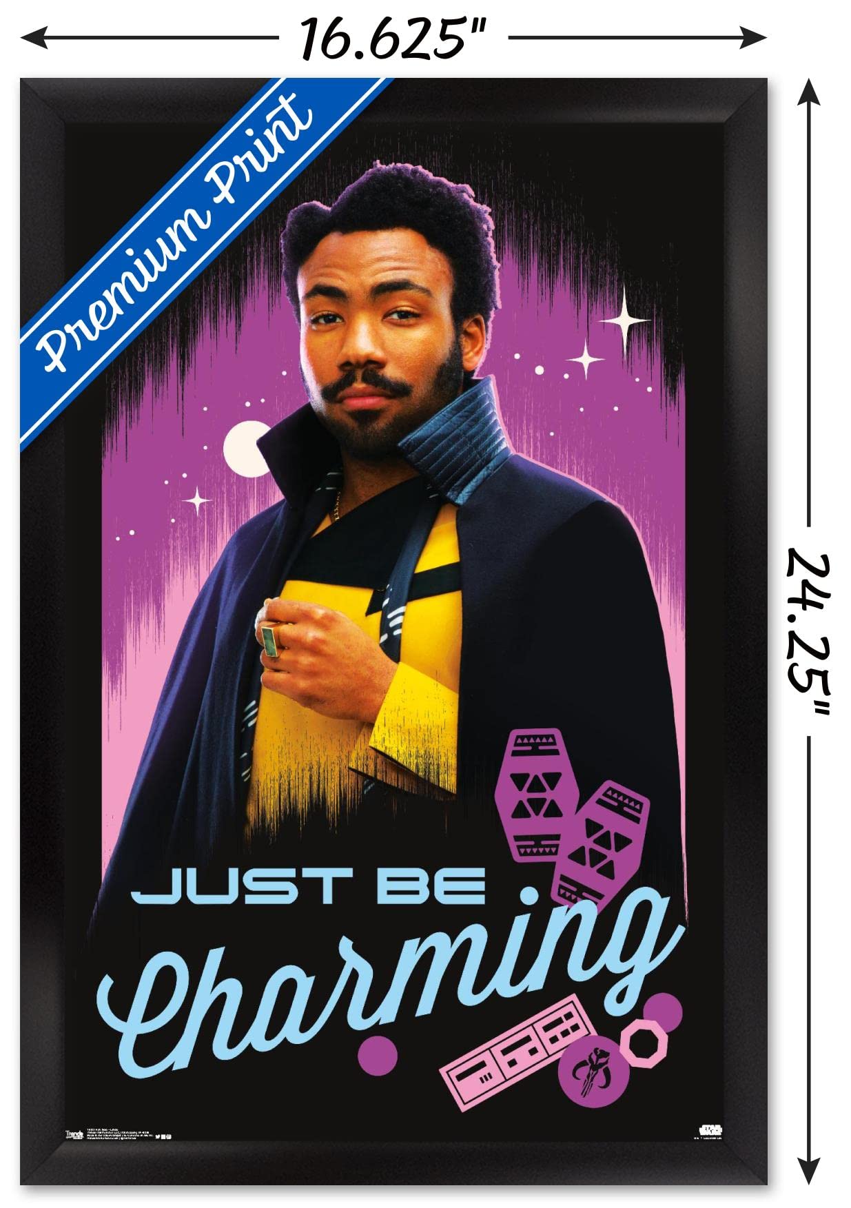 Star Wars Solo Lando Calrissian Framed Movie Poster 22.4x14.7 Inch - Black Wall Art Decor for Home Theater, Game Room & Office Display