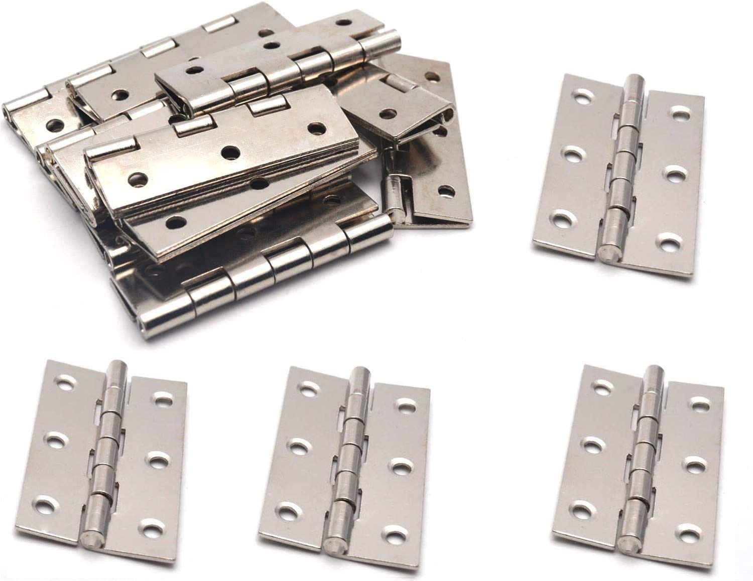 2 Inch Silver Cabinet Hinges - 12PCS Heavy Duty Folding Butt Hinges for Cupboard, Door, Furniture Hardware | Perfect for Kitchen Cabinets, Wardrobes & Home Improvement Projects