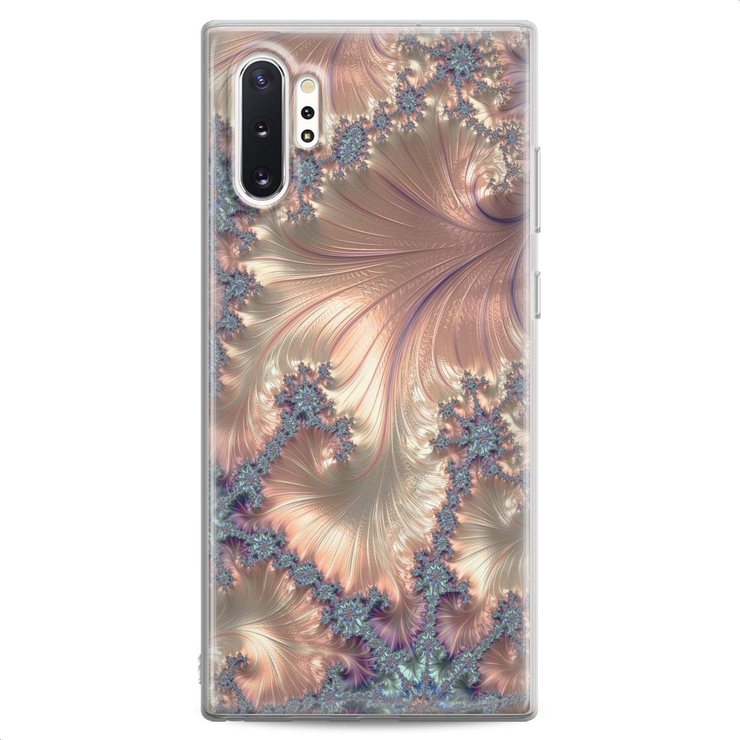 Samsung Phone Case Compatible with S24/S23 FE/S22 Plus/S21 Ultra/S20+/S10/Note 20/S10e/S9 - Cute Golden Fractal Art Design, Slim Fit Clear Flexible Silicone Cover with Pearl Print - Perfect for Daily Use, Work & Travel Protection