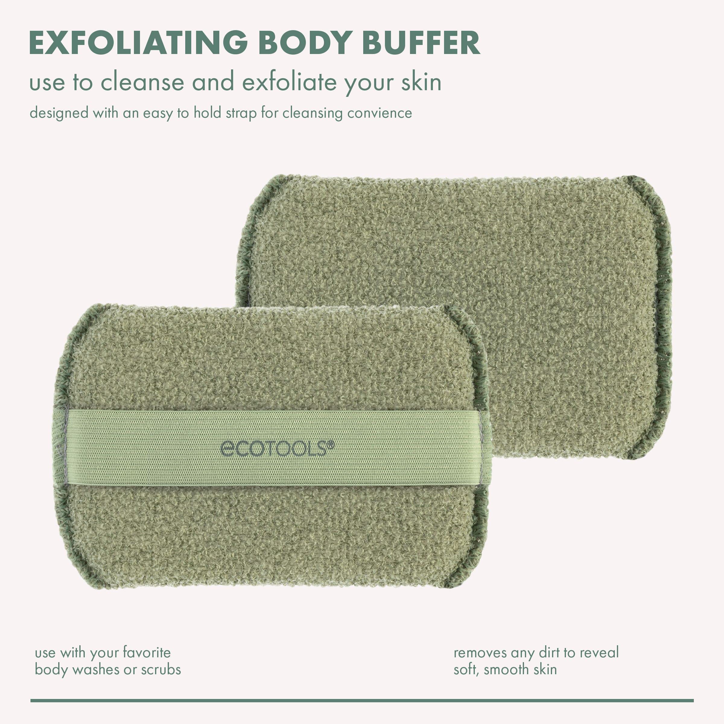 EcoTools Exfoliating Body Buffer - Sustainable Vegan Body Scrubber with Strap for Deep Cleansing & Exfoliation (4-Pack) | Perfect for Shower, Spa & Dry Brushing Routine