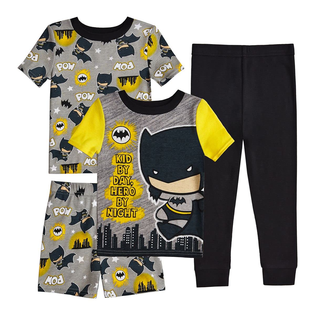 DC Comics Batman Kids Pajama Set - Soft Cotton Superhero Sleepwear for Toddlers & Boys - Perfect for Bedtime, Halloween & Comic Book Themed Parties