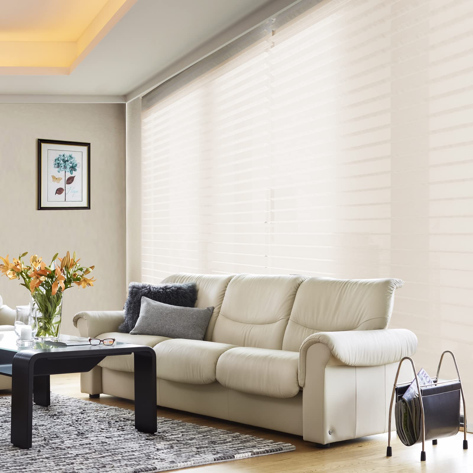 Custom Blackout Zebra Shades & Shangri-La Blinds for Windows - UV Protection, Easy to Install, Beige - Perfect for Living Room & Bedroom
