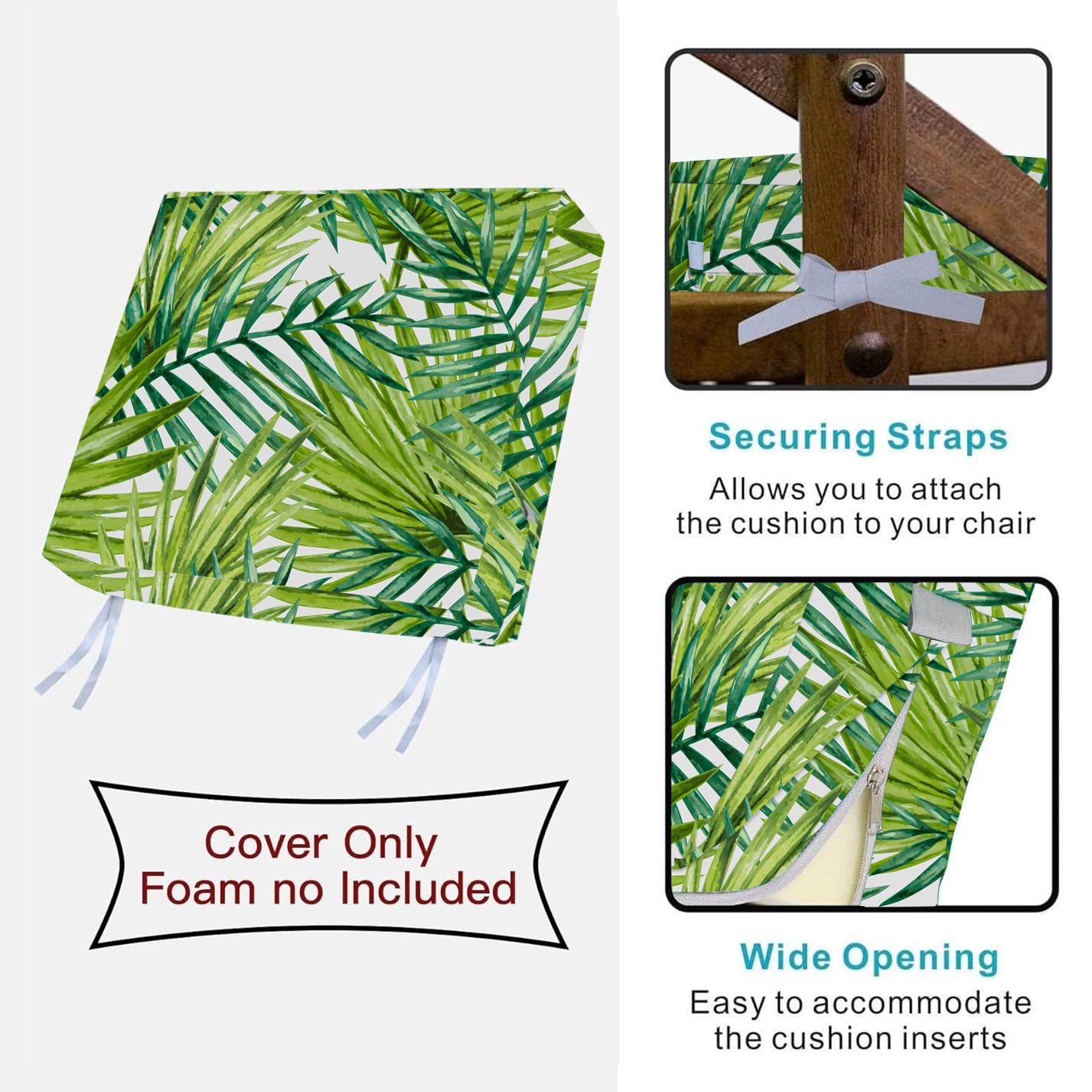 Waterproof 2-Pack Outdoor Deep Seat Patio Cushion Covers 22x20x4 Inches - Tropical Leaves Design - Durable & UV Resistant for Patio Furniture, Garden Chairs, Poolside Loungers & Outdoor Decor