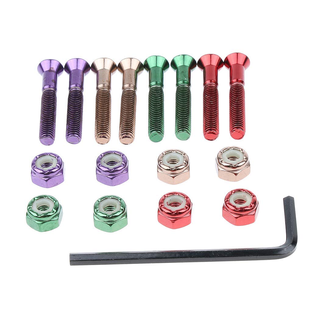 8pcs Replacement Skateboard Truck Hardware Set - 32mm Stainless Steel Screws, Bolts & Nuts for Skateboard Maintenance & Repair | Perfect for DIY Skateboard Upgrades & Longboard Accessories