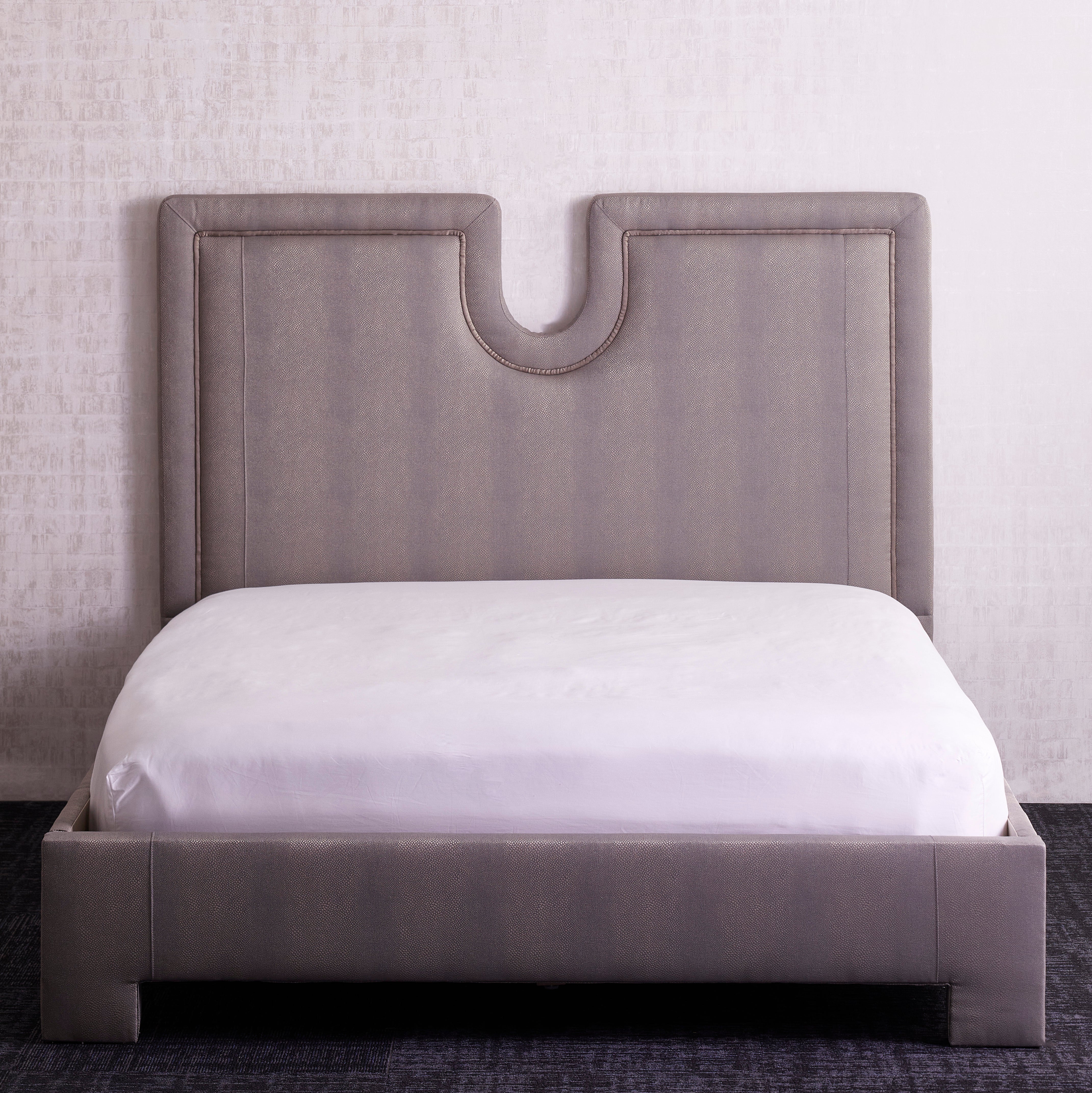 Modern Keyhole Upholstered Bed Frame with Headboard - Queen Size Platform Bed for Bedroom - Perfect for Contemporary Home Decor and Small Space Living
