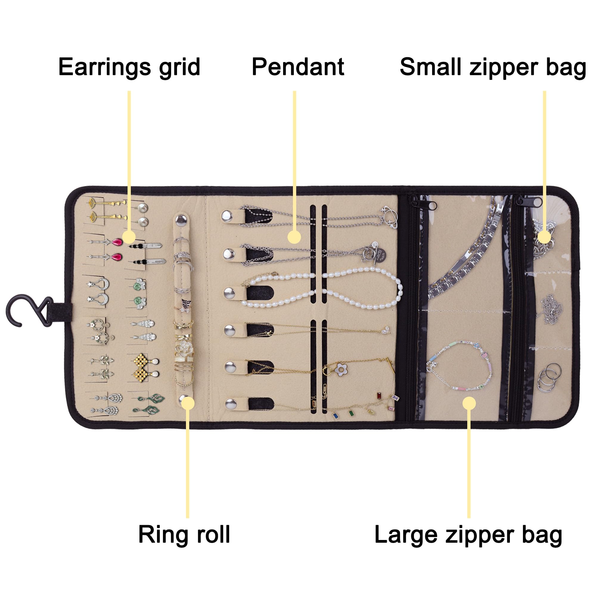 Portable Nonwoven Jewelry Organizer Travel Case for Rings, Earrings & Necklaces - Stylish Clutch Pouch & Envelope Storage Bag - Perfect Gift for Women & Girls - Ideal for Travel, Home Storage & Daily Use