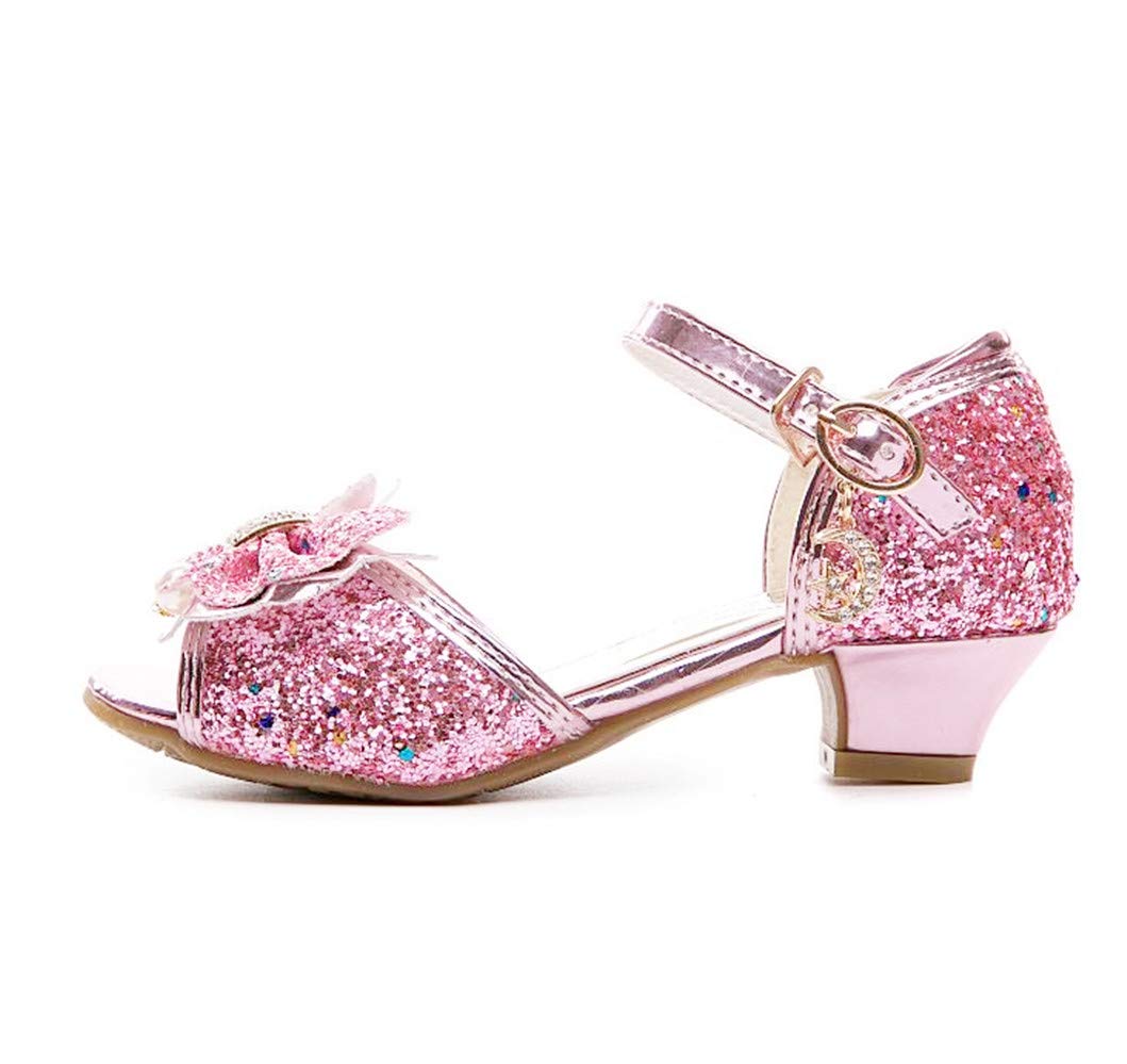 Sparkly Girls Low Heel Wedding Sandals with Sequins - Princess Party Dance Shoes for Kids (Toddler/Youth) - Perfect for Flower Girl, Pageant, Prom & Special Occasions