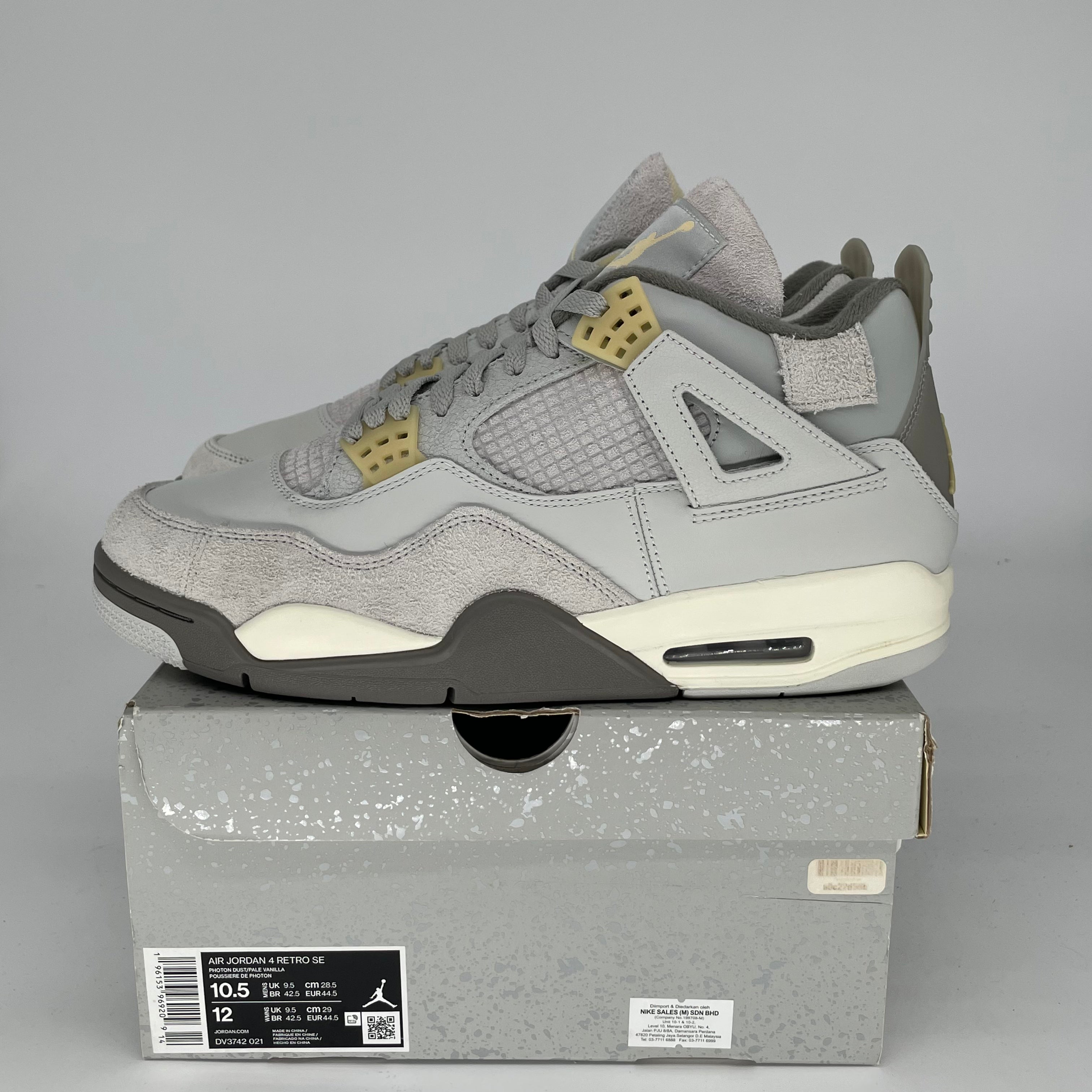AIR JORDAN 4 CRAFT PHOTON DUST Sneakers - Men's Size 10.5/Women's Size 12 (DV3742-021) - Retro Basketball Shoes for Streetwear & Casual Outfits