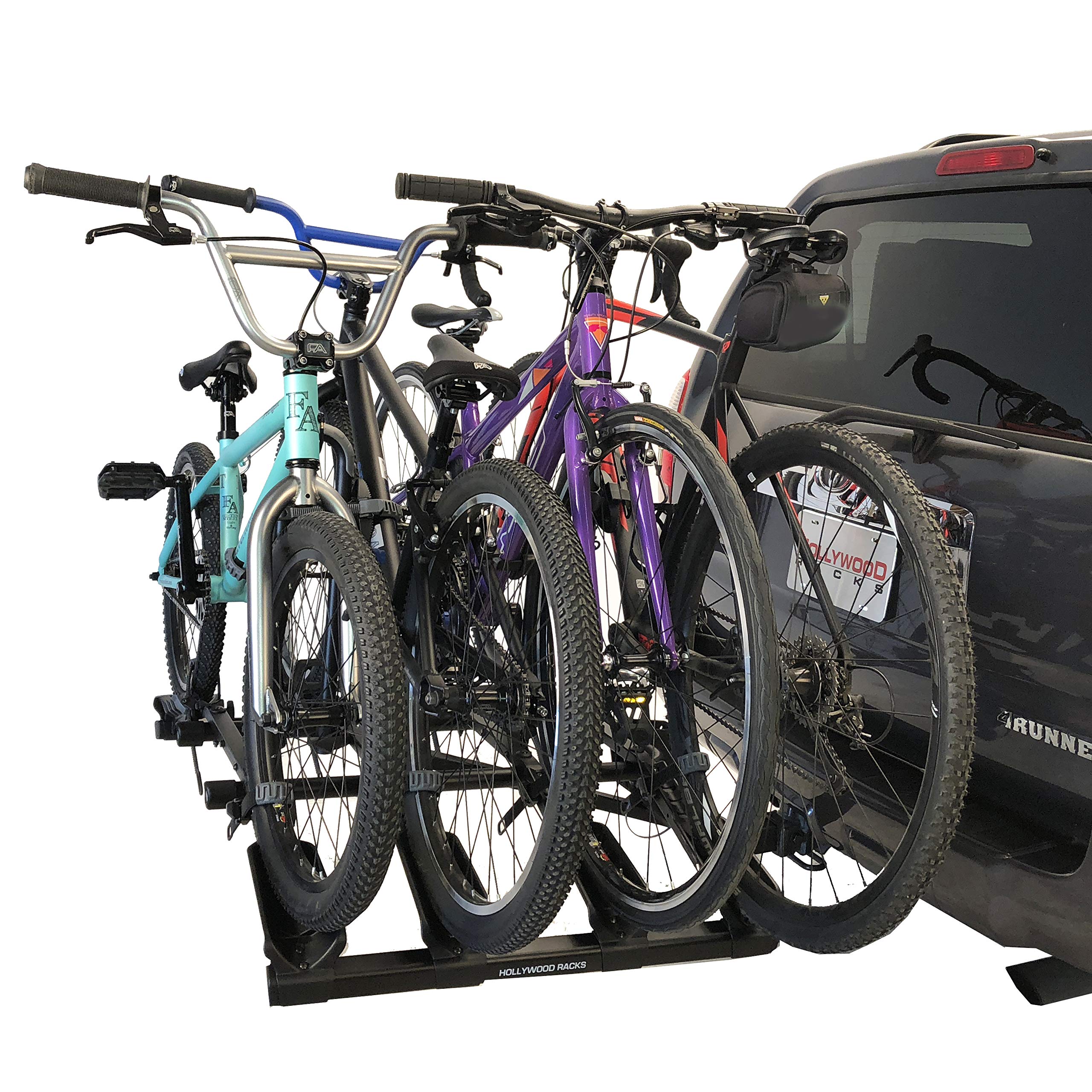 Hollywood Racks Destination 4 Hitch Bike Rack - Lightweight Black Platform Style for Cars - Securely Carries 4 Bikes - Fits Most Bicycle Styles & Sizes - Perfect for Road Trips, Camping & Outdoor Adventures