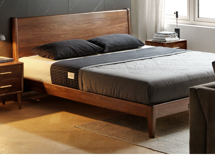 Solid Black Walnut Wood Bed Frame - Queen Size, Natural Wood Grain, Sturdy Platform Bed - Perfect for Modern, Farmhouse & Rustic Bedroom Decor