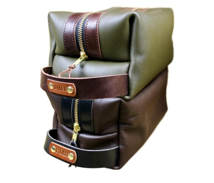 Premium Personalized Leather Dopp Kit for Men & Women - Custom Engraved Travel Toiletry Bag & Shaving Kit - Ideal Groomsmen Gift, Business Travel & Luxury Vacation Essentials
