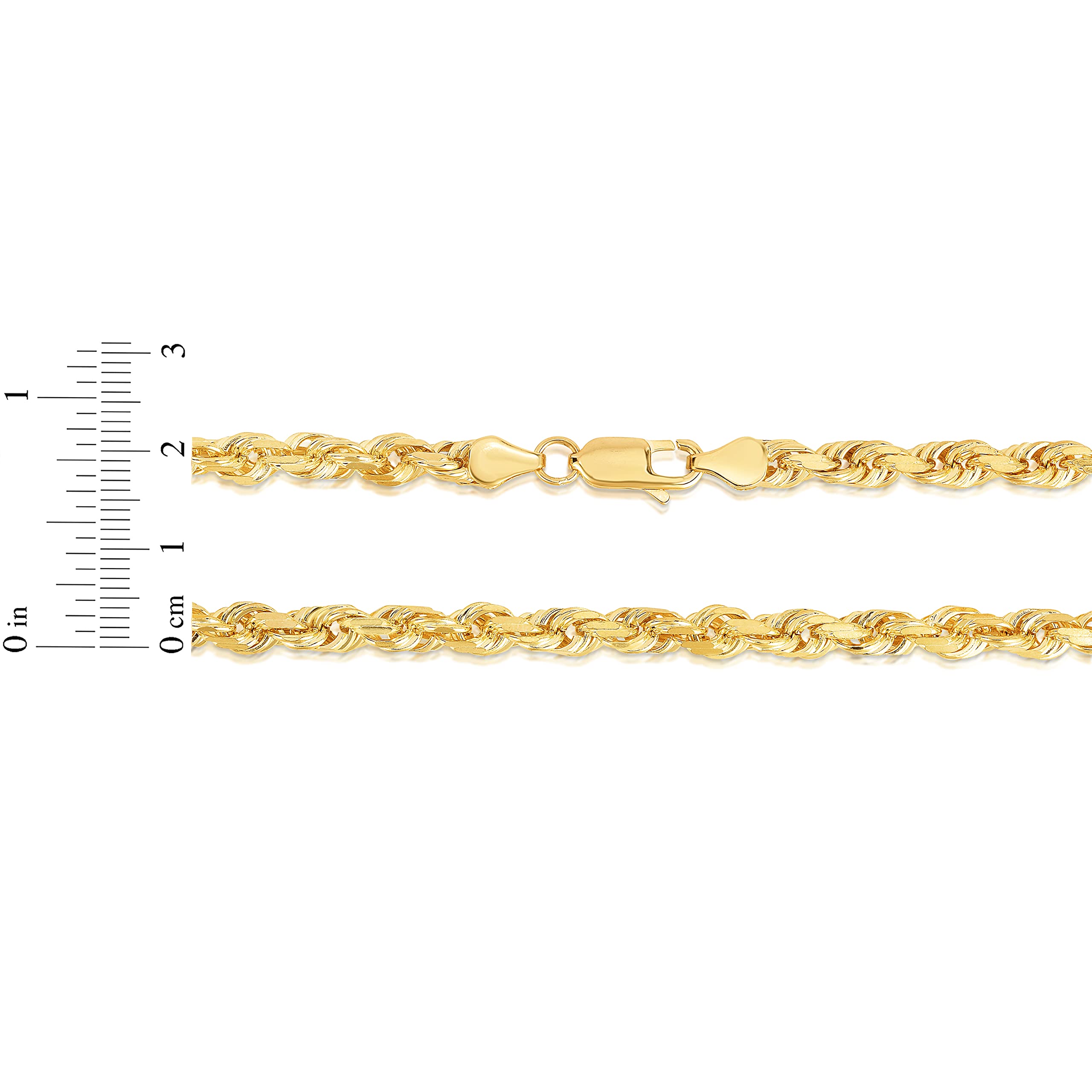 10K Yellow Gold 6mm Solid Rope Chain Diamond Cut Bracelet or Anklet - Elegant Jewelry for Women, Perfect for Gifts, Parties, and Everyday Wear