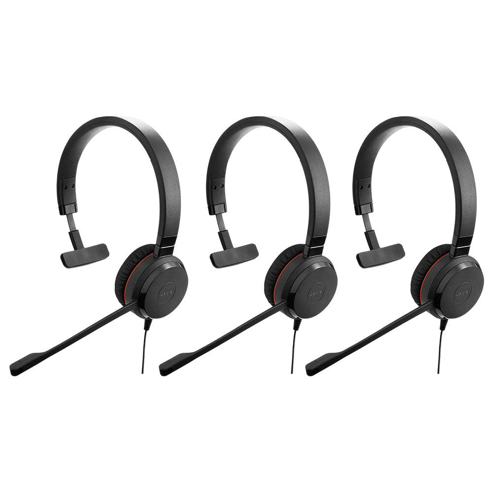 Jabra Evolve 20SE MS Mono Headset with Noise Cancelling Mic - USB Wired Headphone for Office, Call Center & Remote Work (3-Pack) | Compatible with PC, Mac, Phone & Video Conferencing