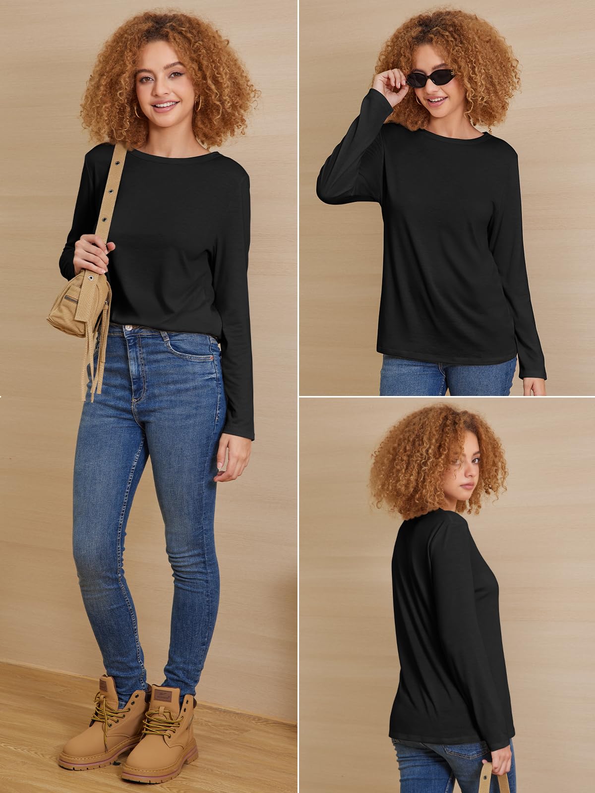 ATHMILE Women's Long Sleeve Basic T-Shirt - Trendy Fall & Spring Casual Top for Business, Beach Vacation & Workout | 2025 Fashion | Perfect for Office Wear, Travel & Gym