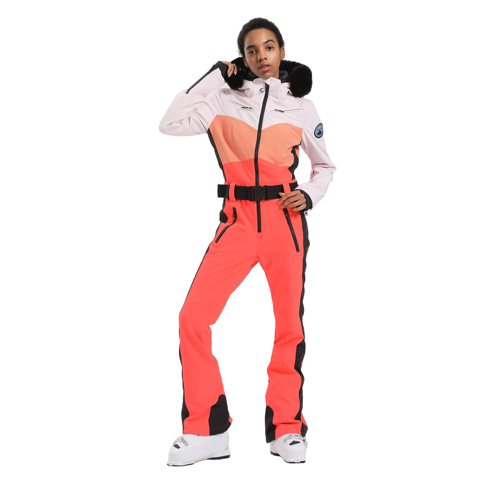 GSOU SNOW Women's One-Piece Waterproof Ski Suit - Insulated Winter Snowboard Jumpsuit with Windproof Design for Skiing, Snowboarding & Outdoor Winter Activities