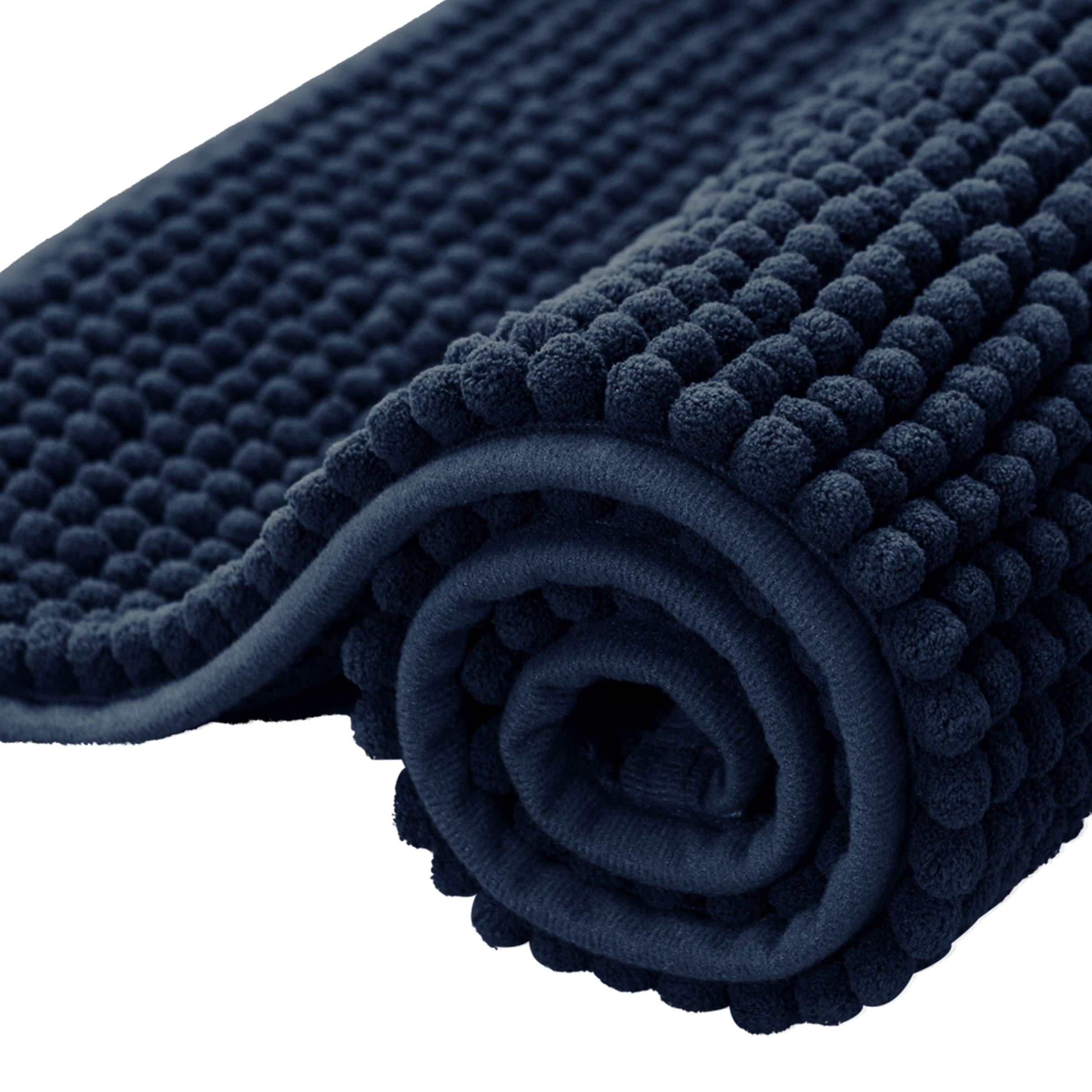 **SUBRTEX Chenille Bathroom Rug - Ultra Soft Plush Bath Mat, Water Absorbent & Quick Dry, Machine Washable (Navy, 20
