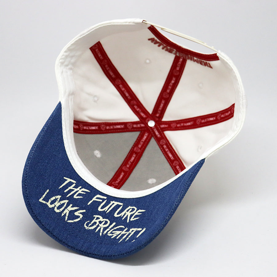 Future Looks Bright VT MOM White & Denim Dual Tone Snapback Hat | Adjustable Baseball Cap for Women & Men | Perfect for Sports, Outdoor Activities & Casual Wear