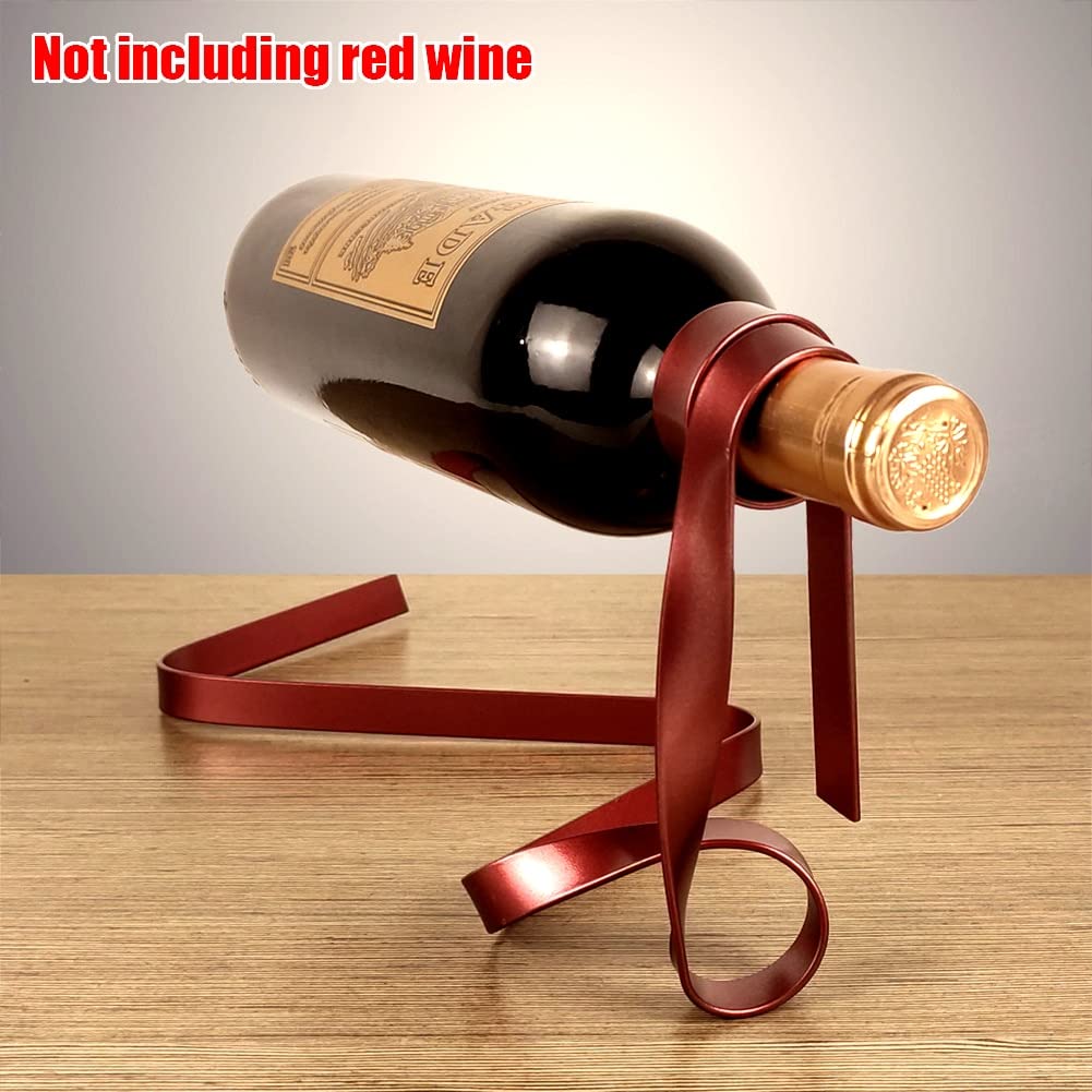 Creative Blue Ribbon Suspension Wine Rack - Gravity Balance Wine Bottle Holder for Kitchen, Bar & Dining Room - Unique Wine Gift & Decorative Ornament for Home & Office