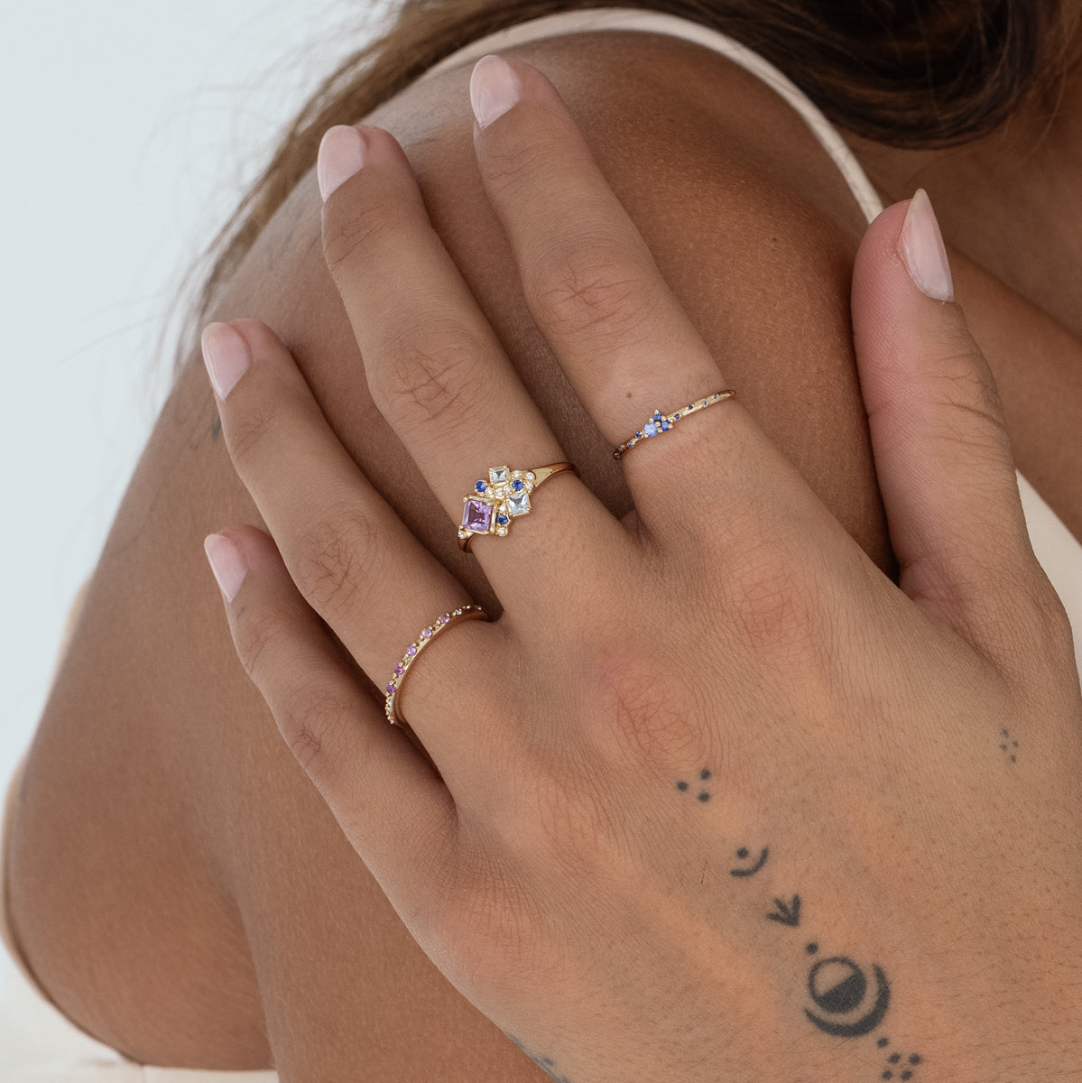 Lavender Nebula Ring for Women - Dainty Purple Galaxy Jewelry - Perfect for Date Night & Boho Fashion