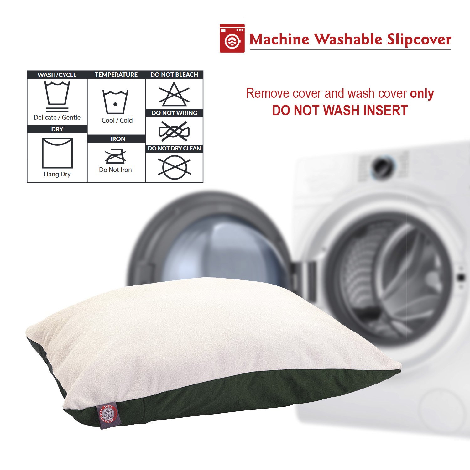 Washable Removable Slipcover Medium Dog Bed 30x40 Inch - Soft Crate & Kennel Bed for Medium Breed Dogs - Comfortable Pet Bed for Sleeping, Lounging & Travel - Green
