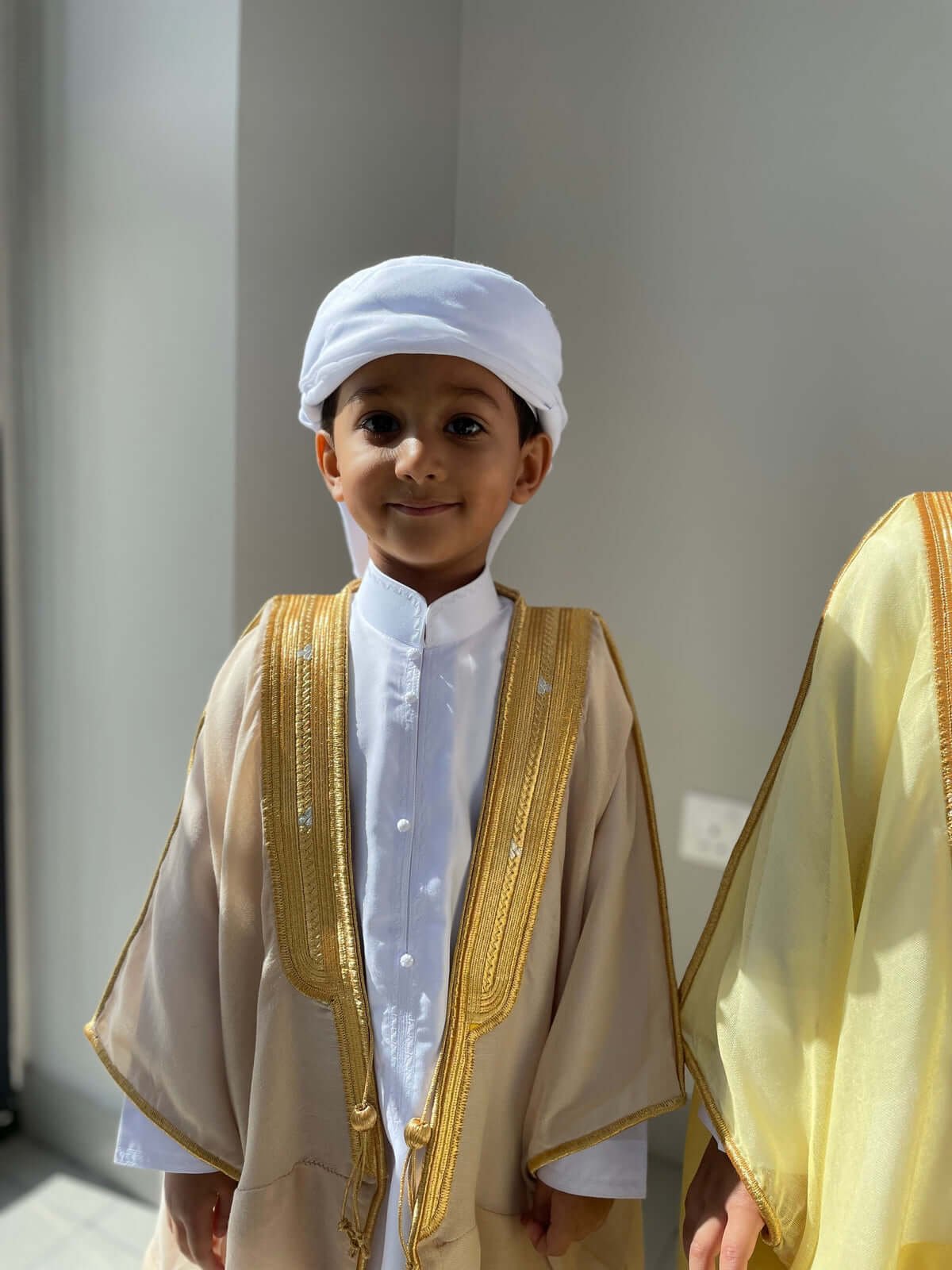 Light Beige Kids Bisht - Traditional Arabic Robe for Boys & Girls - Perfect for Eid, Weddings & Special Occasions