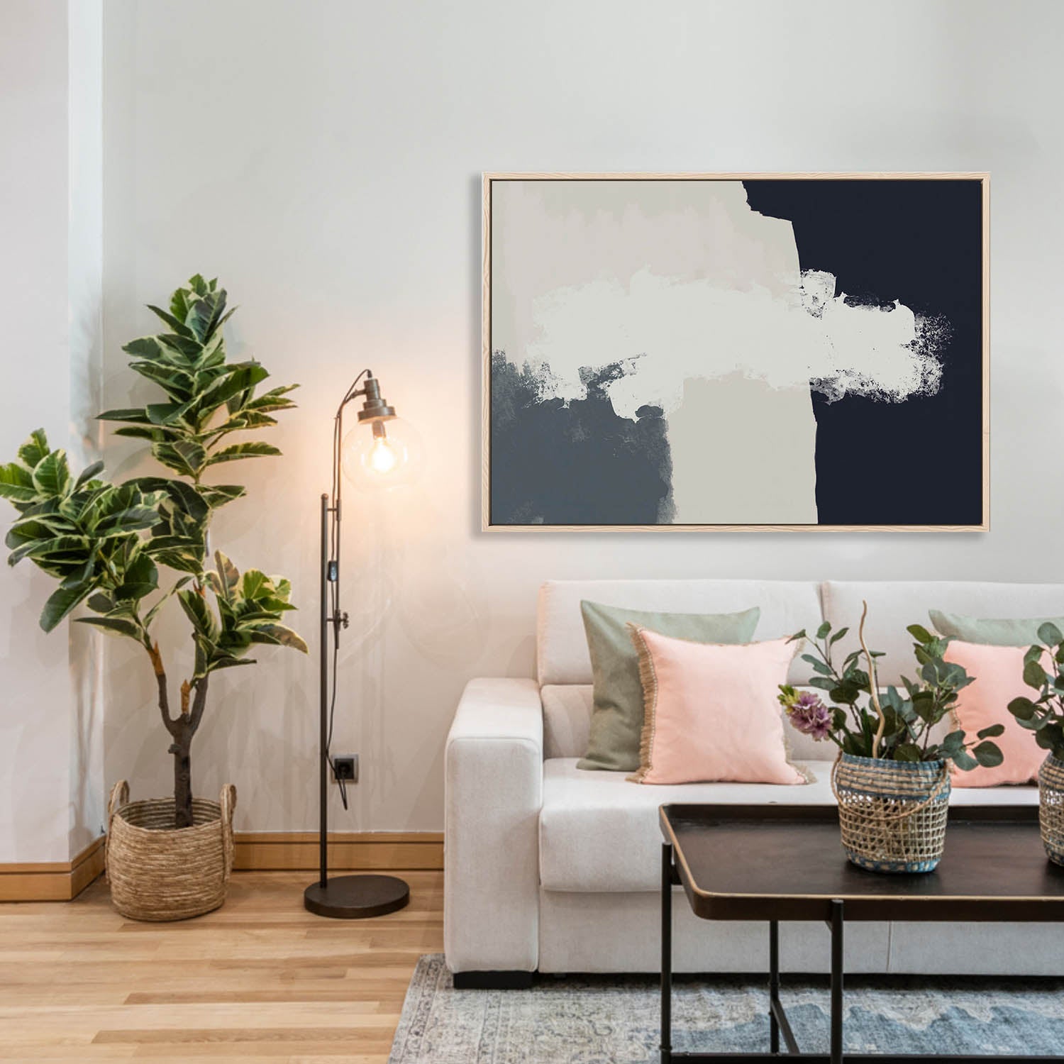Viva Abstract Framed Canvas Art Wall Decor - Modern Handmade Painting for Living Room, Bedroom & Office - Ready to Hang Home Decor