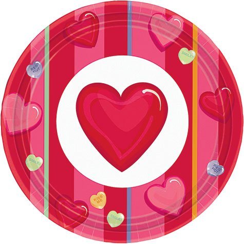 Sweetheart Candy Dessert Plates - Set of 12 | Valentine's Day Party, Bridal Shower & Romantic Dinner Tableware Decor