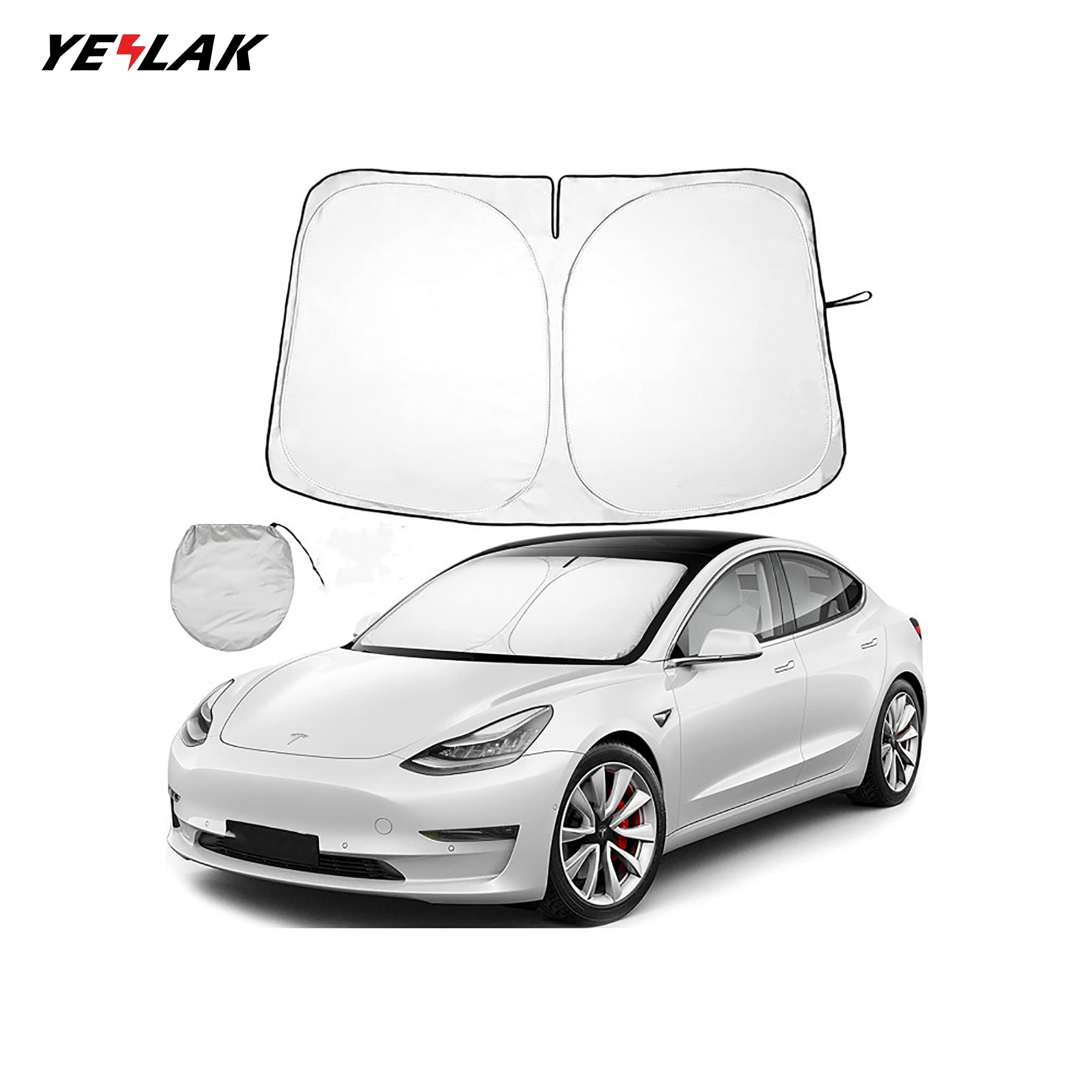 Tesla Model Y/3 (2017-2025) Front Windshield & Sunroof Sunshade Set - Car Window Shades for Heat Protection & UV Blocking - Perfect for Summer Driving & Parking