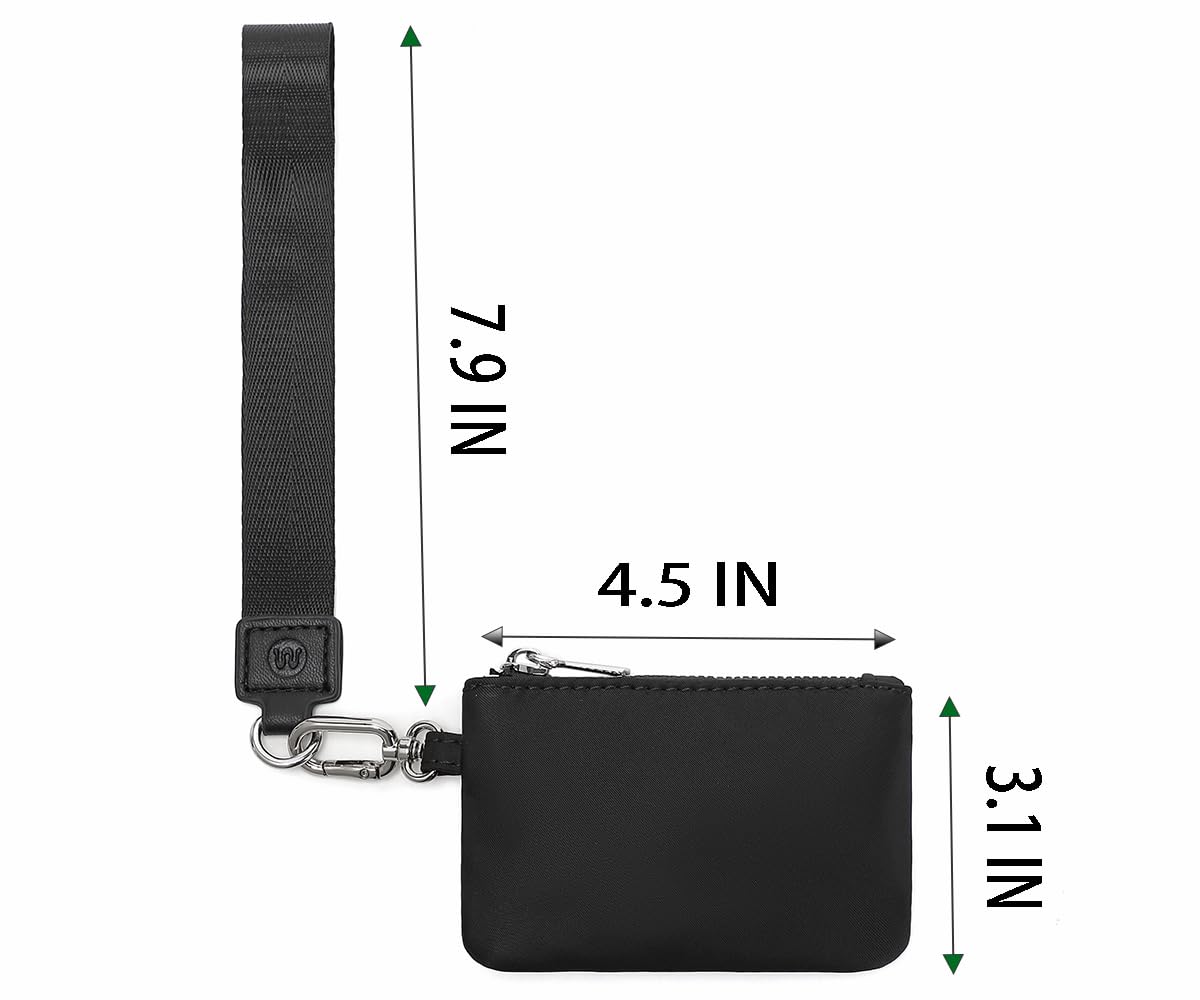 Mini Zip Wristlet Wallet for Women - Detachable Dual Pouch & Keychain (Black) - Perfect for Travel & Daily Use