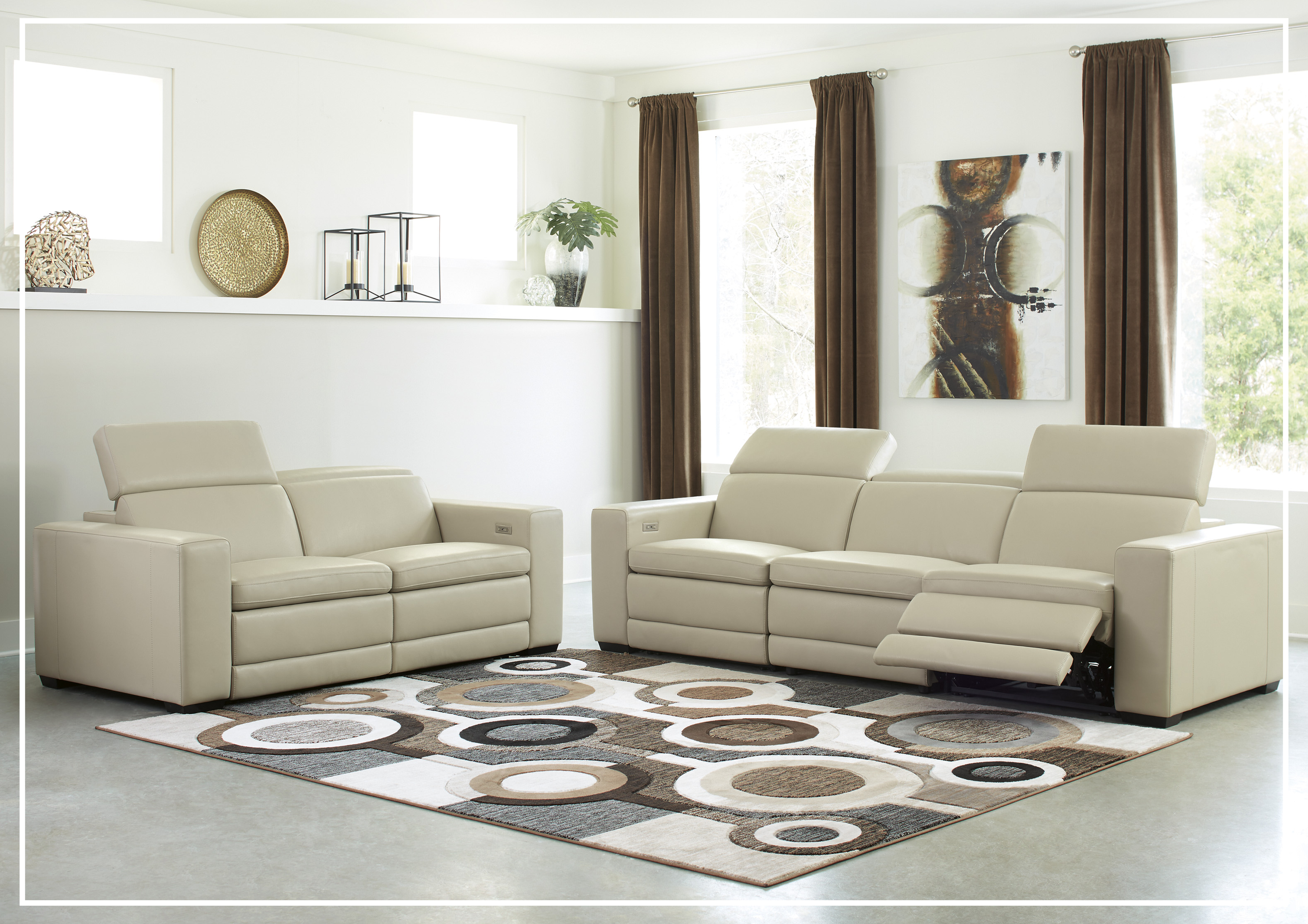 Gio Italia Titan 3-Seater Dual Power Reclining Leather Sofa - Modern Living Room Furniture for Home Theater & Relaxation