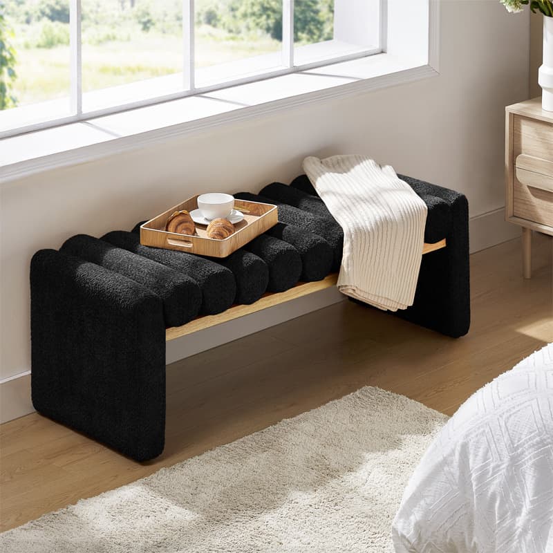 Modern Functional Bench with Solid Wood Seat Frame - Stylish Entryway, Living Room, or Bedroom Seating - Durable & Comfortable for Home Decor