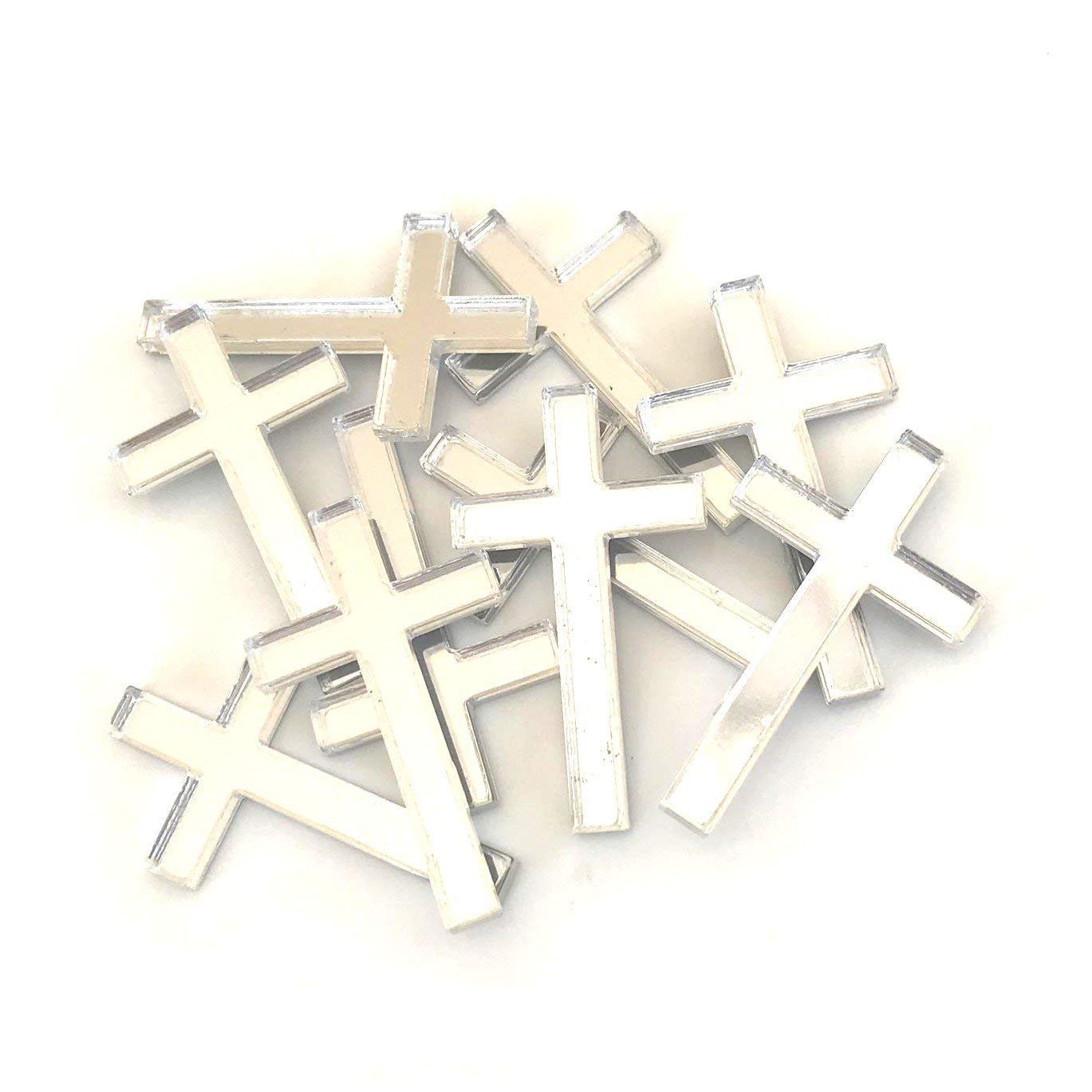 10-Pack Shatterproof Acrylic Cross Shaped Crafting Mirrors - 3cm, Multi-Colored (Purple) for DIY Scrapbooking, Home Decor & Jewelry Making