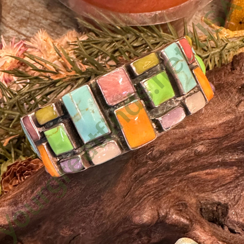 Styling Sterling Silver Turquoise Gemstone Confetti Cuff Bracelet - Perfect for Boho Fashion, Casual Wear & Gift Giving