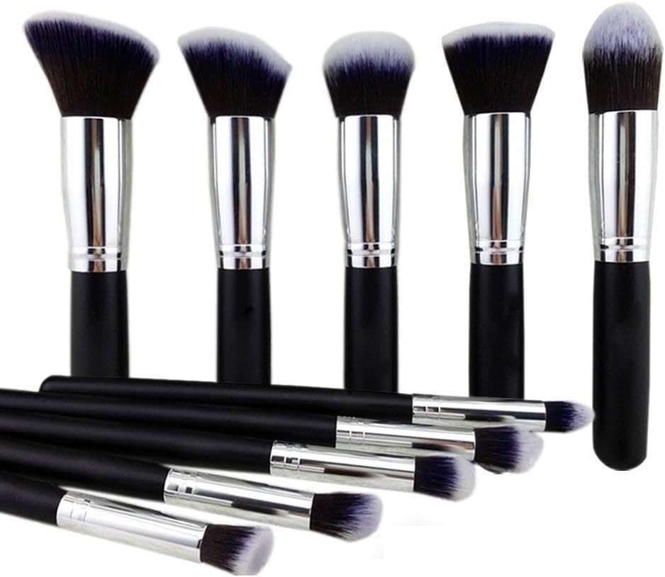 Premium 10-Piece Black Makeup Brush Set by Rs Presence - Soft Bristles for Flawless Foundation, Blending, Contouring & More - Perfect for Professional Makeup Artists & Beginners at Home