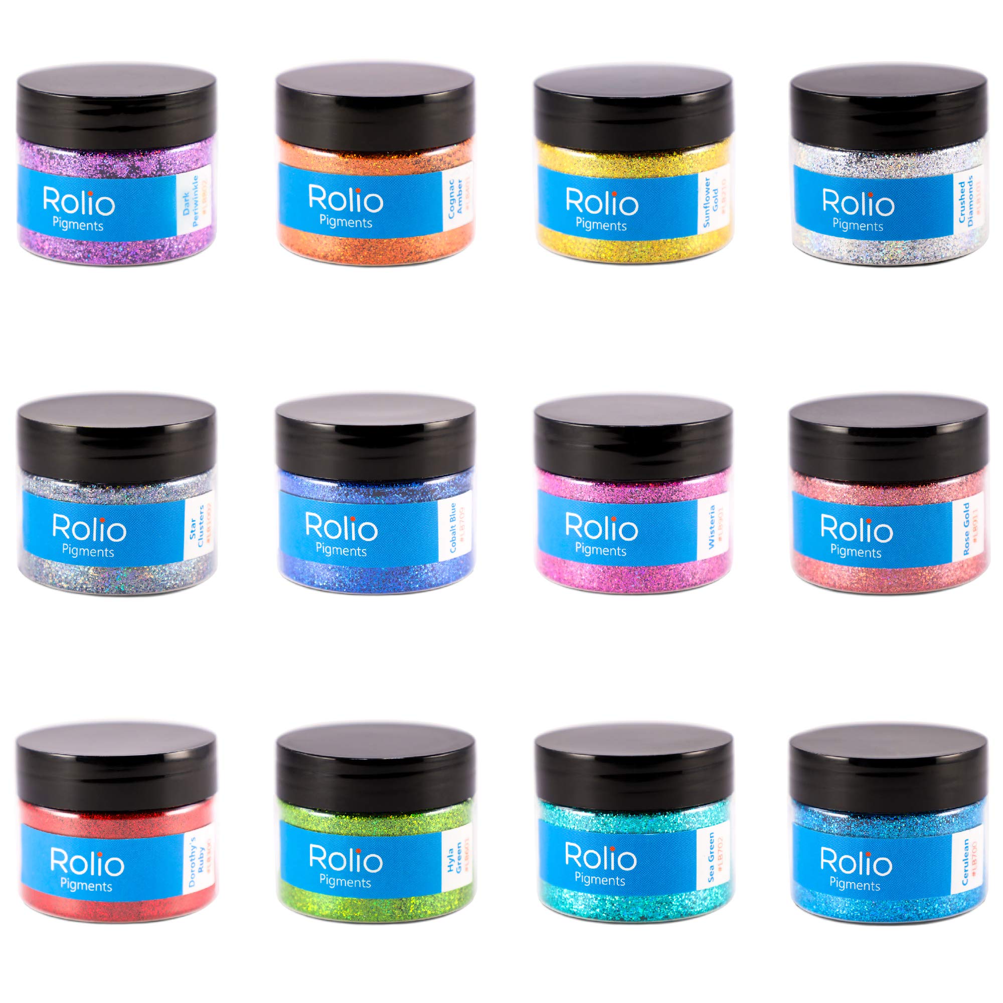 Holographic Glitter Set - 12 Jars (15g Each) | Cosmetic Grade Glitter for Resin Art, Makeup, Face & Body Painting, Nail Decoration | Perfect for DIY Crafts, Festival Makeup & Creative Projects