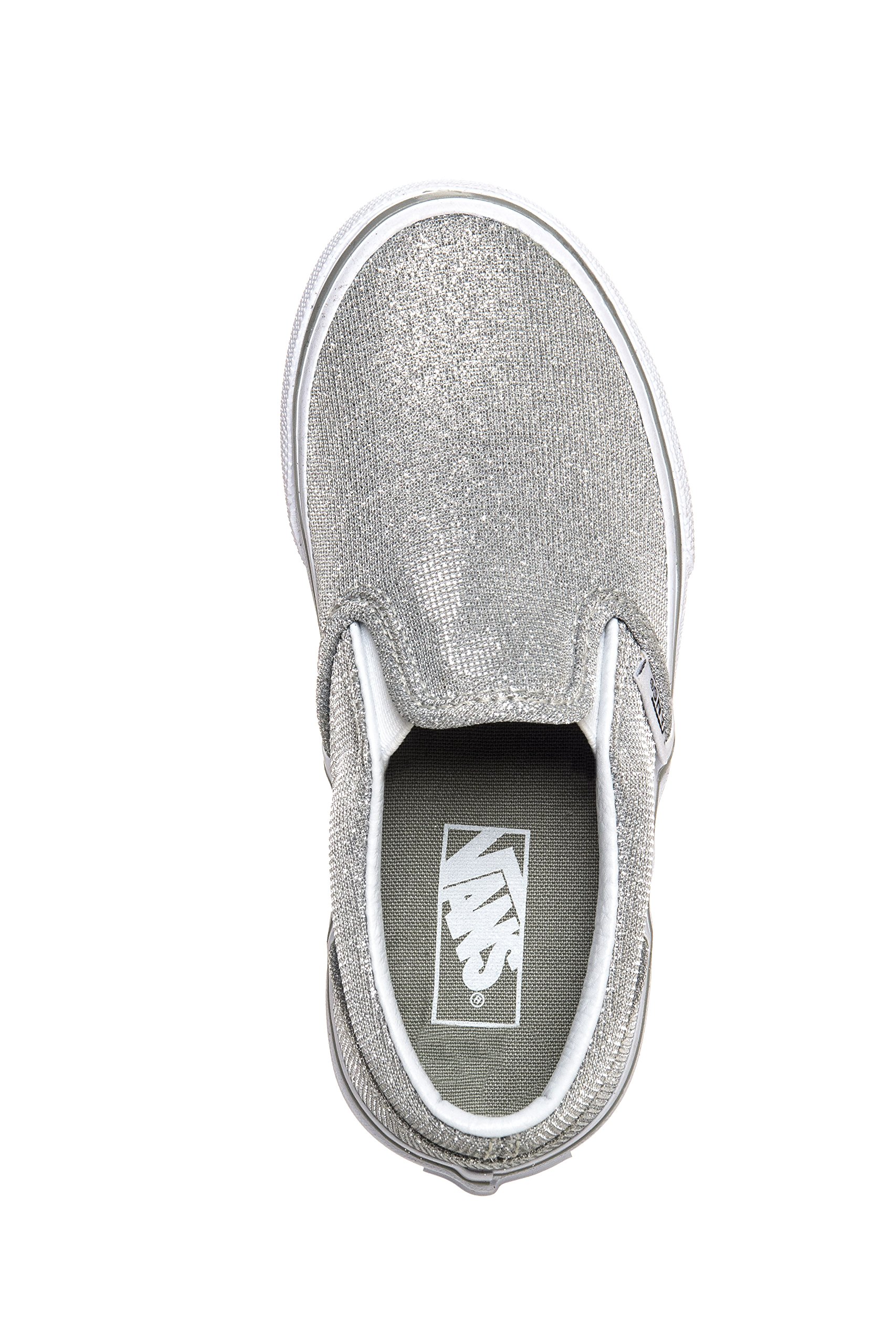 Vans Classic Slip-On Kids Shoes - Silver Shimmer (Size 10.5 M US Little Kid) | Comfortable Slip-On Sneakers for Boys & Girls | Perfect for School, Playground & Casual Wear