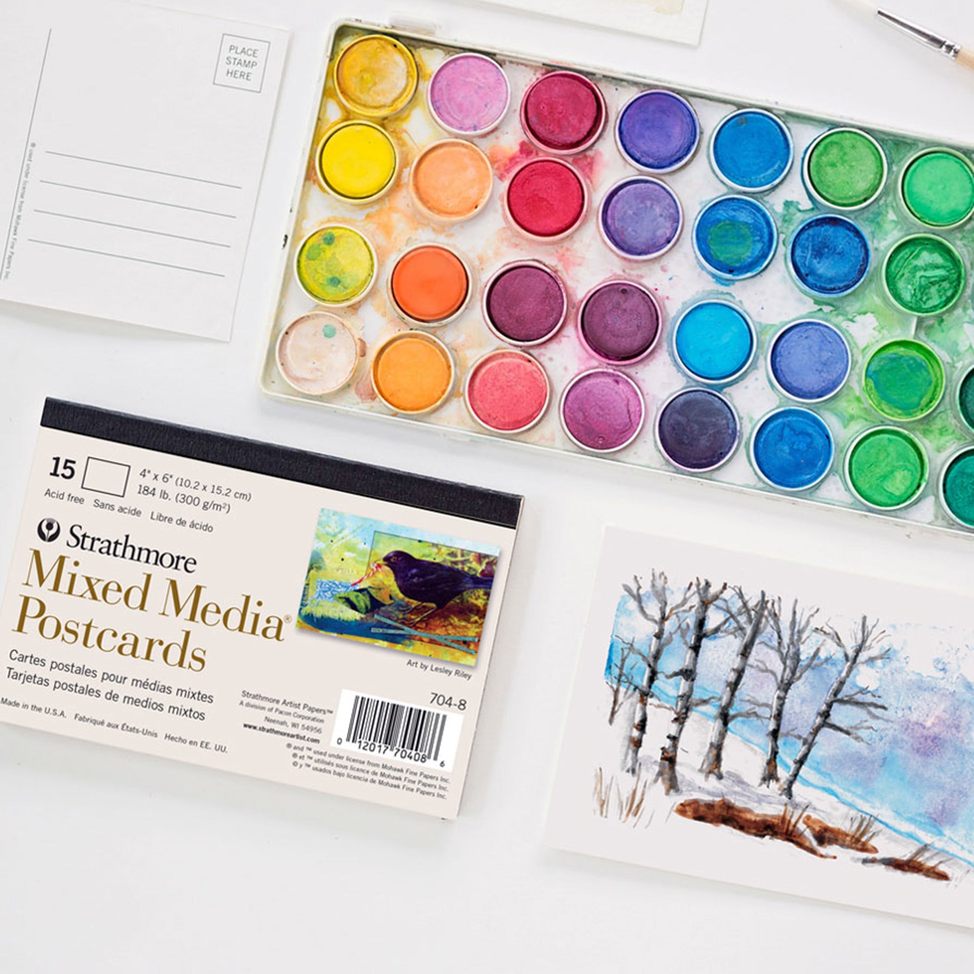 15 Pack Mixed Media Postcards - Blank Watercolor Art Cards for DIY Crafts, Journaling & Scrapbooking - Perfect for Artists, Teachers & Stationery Lovers