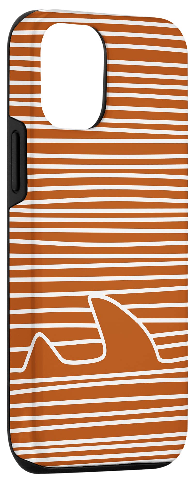 iPhone 12/12 Pro Case - Minimalist Shark Fin Line Art Design on Boho Burnt Orange Protective Cover | Perfect for Everyday Use, Travel & Outdoor Activities