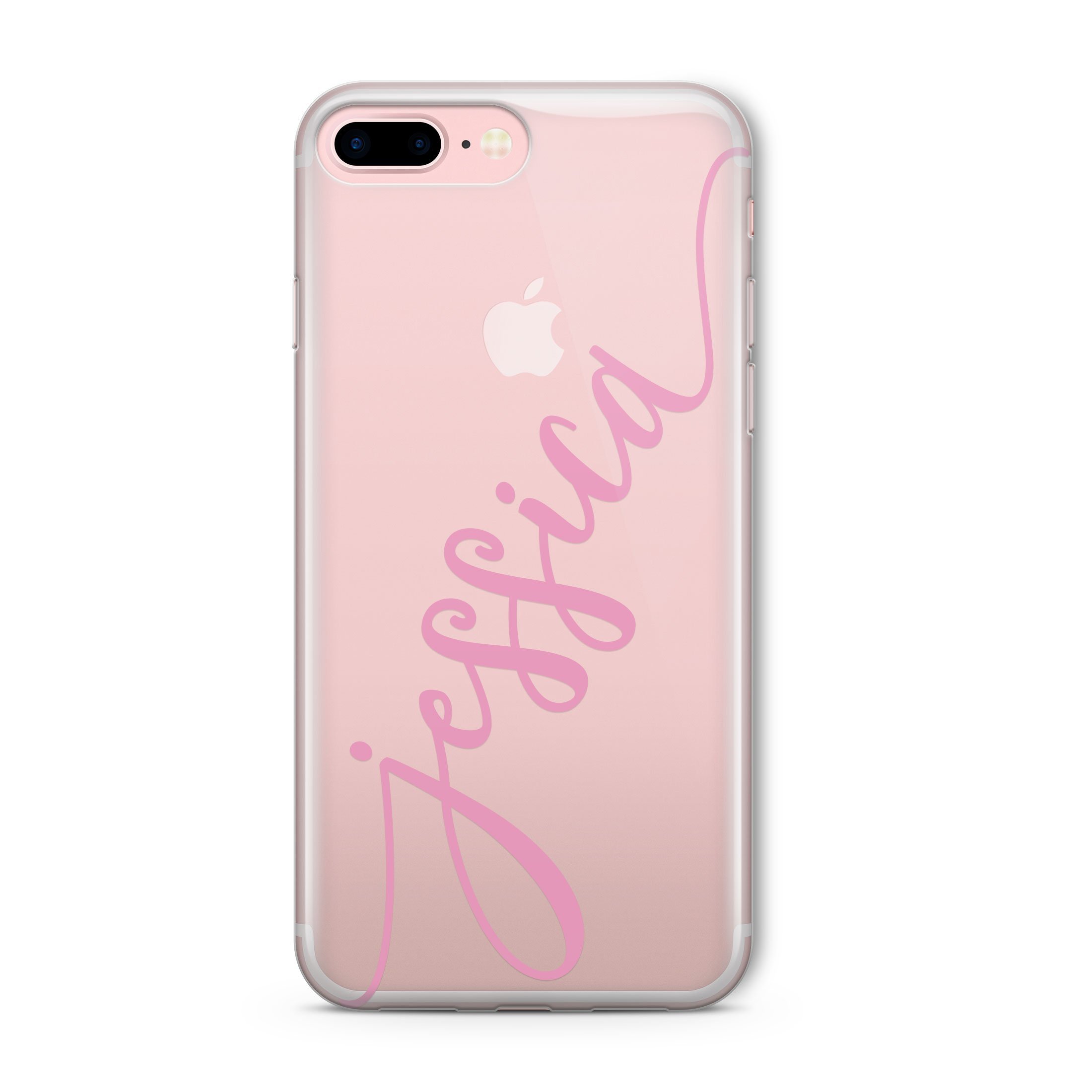 Custom Clear Script Diagonal Initial Name Phone Case for iPhone & Samsung - Personalized Pink Ink Design - Perfect for Everyday Use, Gifts & Special Occasions
