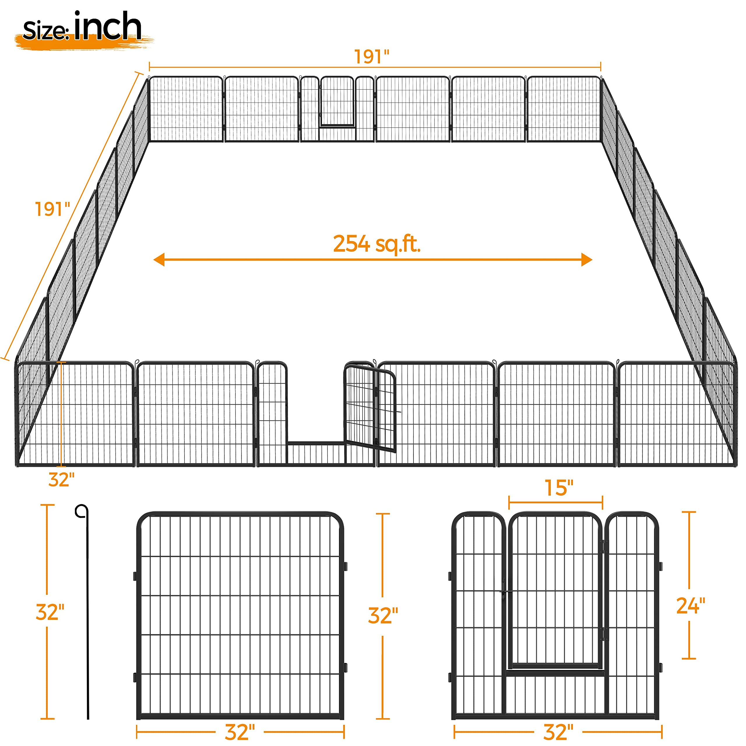 Yaheetech 24-Panel Foldable Dog Playpen - 32