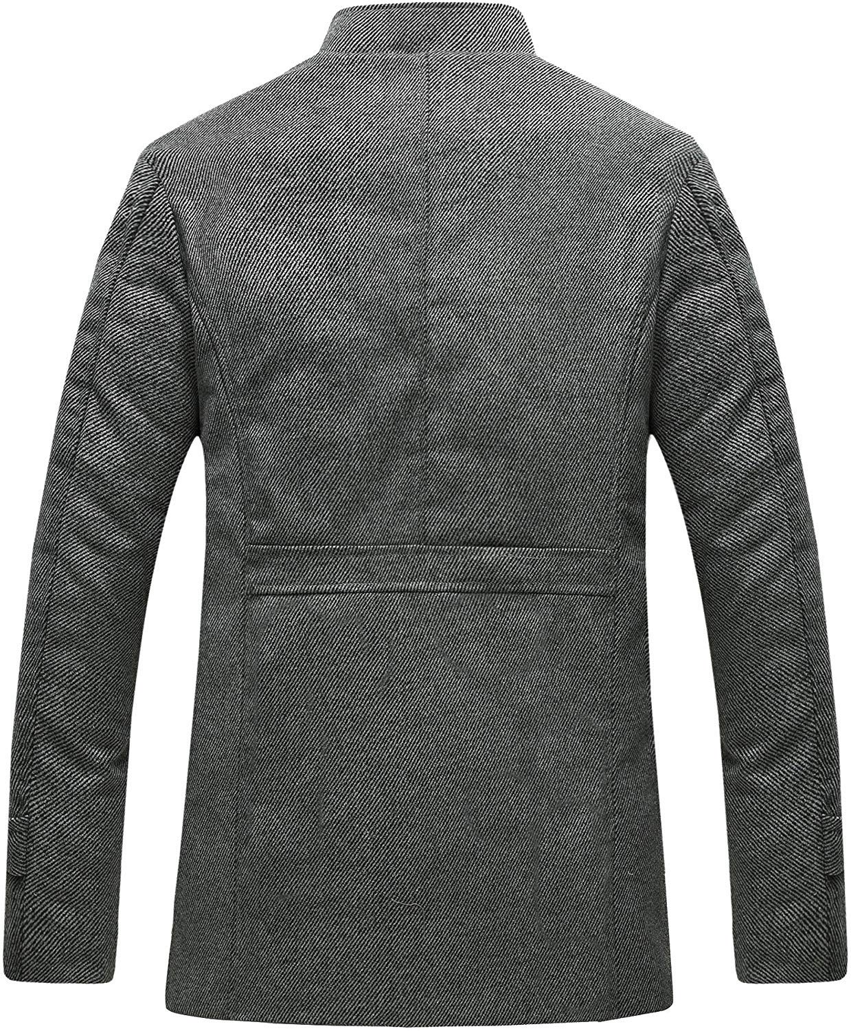 Wantdo Men's Wool Blend Jacket - Stand Collar Windproof Pea Coat for Winter | Warm Casual Outerwear for Work, Travel & Outdoor Activities