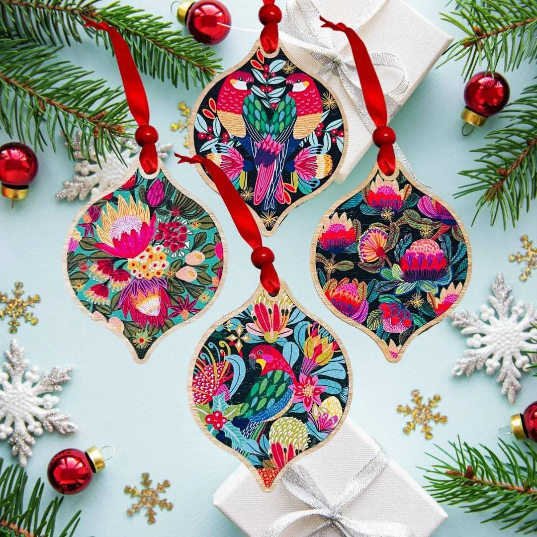 Australiana Christmas Ornament Bauble Set - 12-Piece Handmade Australian-Themed Holiday Decorations for Christmas Tree, Home & Office Decor
