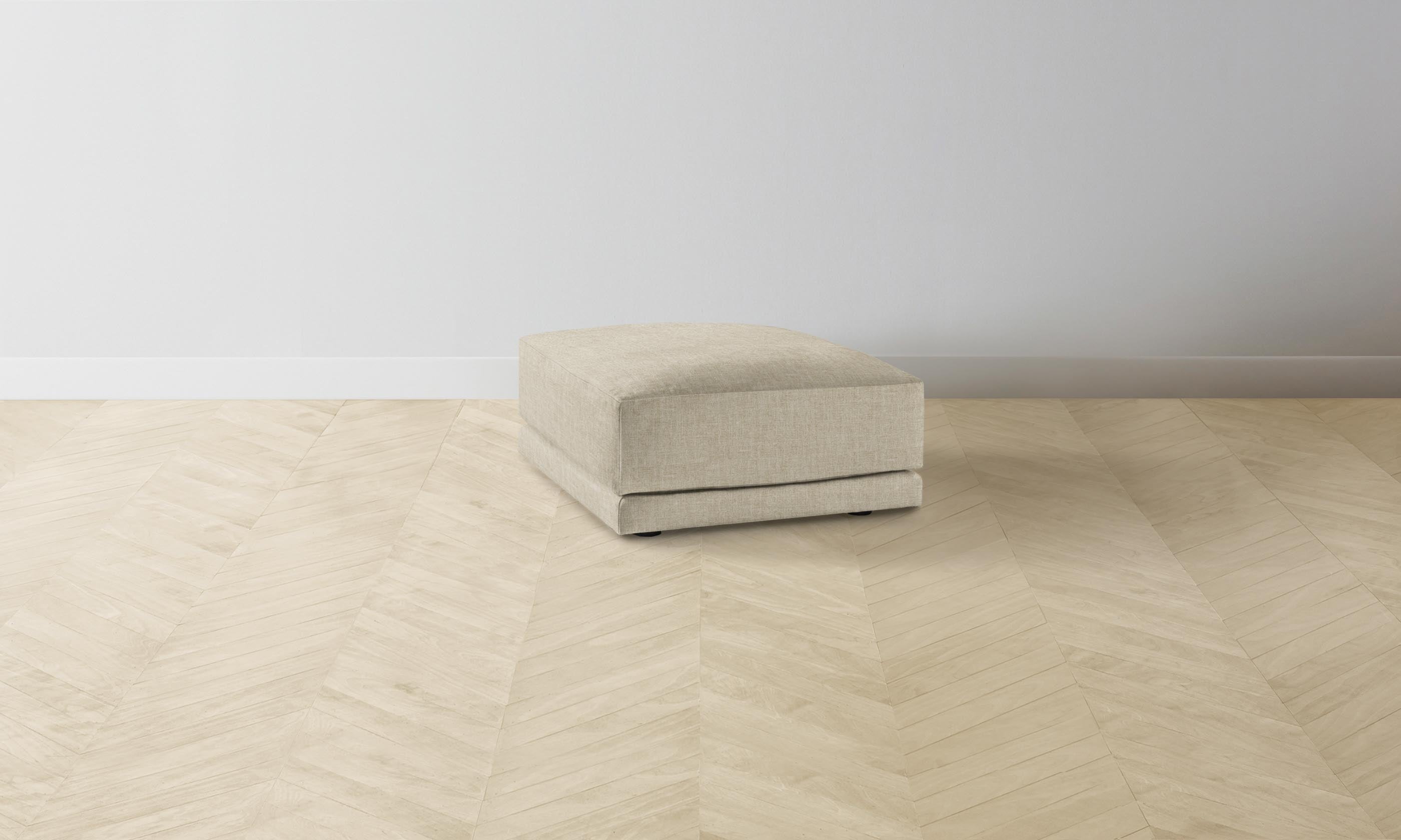 The Jones Ottoman - Heritage Belgian Linen Upholstered Alder Wood Footrest | Perfect for Living Room, Bedroom & Home Office Decor